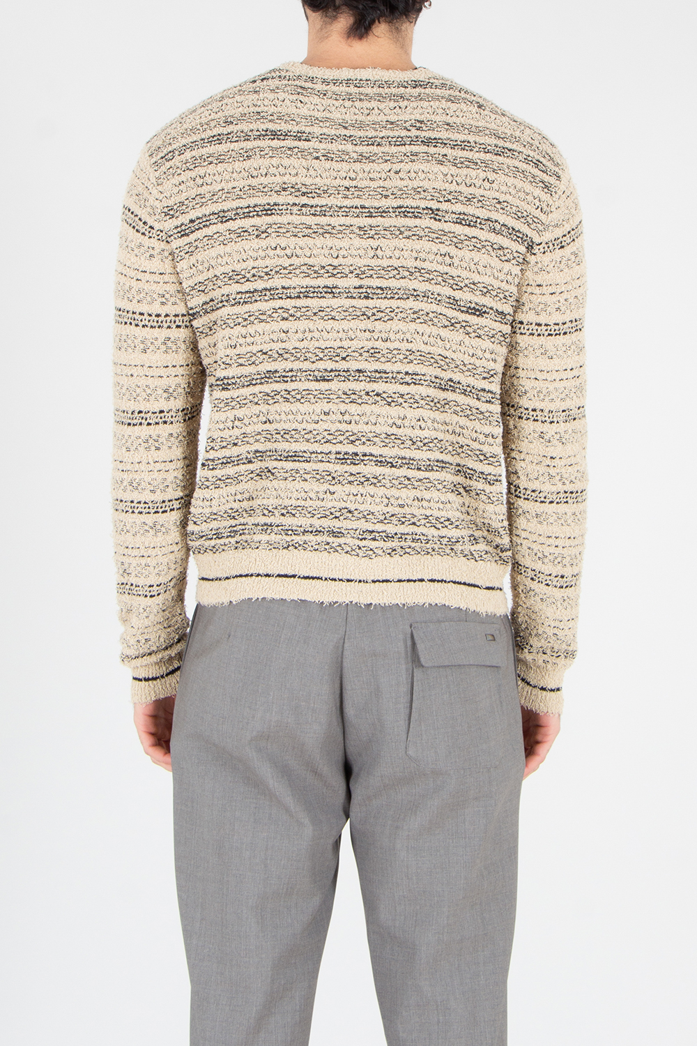 EMPORIO ARMANI Regular Fit Jacquard Pattern Cotton Blend Crew Neck Sweater