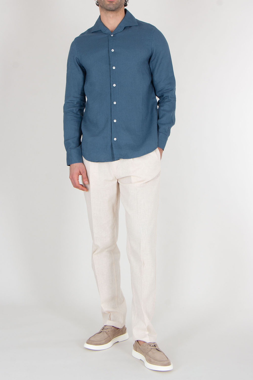 AURÉLIEN Slim Fit Linen Shirt Seaside
