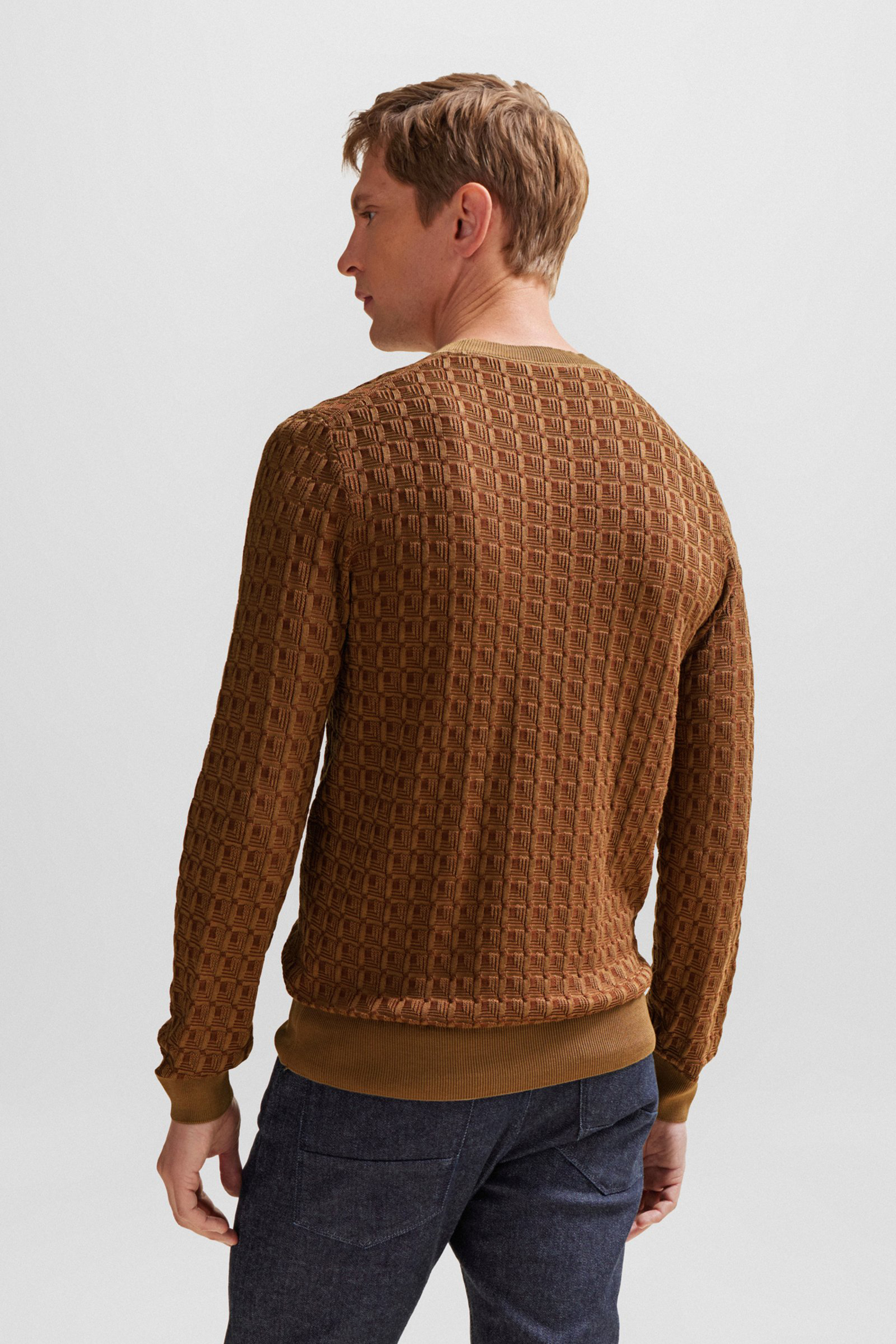 BOSS Structured Silk Sweater L-Puro BOSS Structured Silk Sweater L-Puro