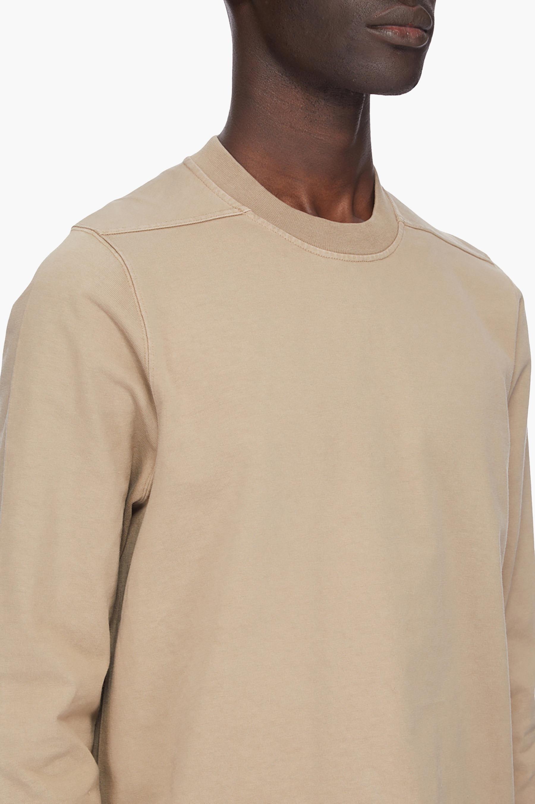 RICK OWENS DRKSHDW Regular Fit Compact Heavy Organic Cotton Jersey Crewneck Sweatshirt Langarm, Ärmel, Erwachsener, Mann, Person
