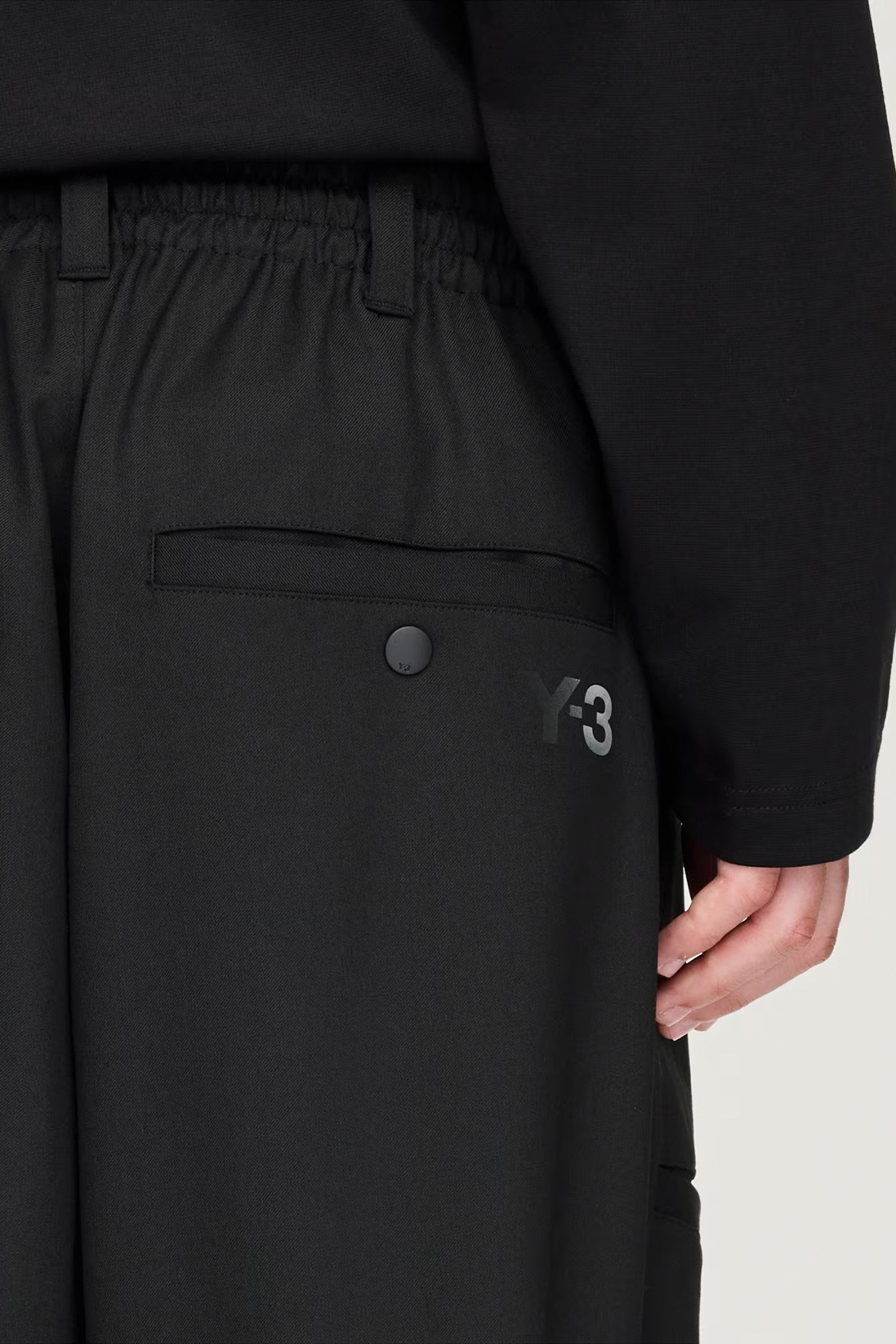 Y-3 Oversized Fit Refined Wool Stretch Blend Cuffed Pants Bekleidung, Mantel, Hosen, Langarm