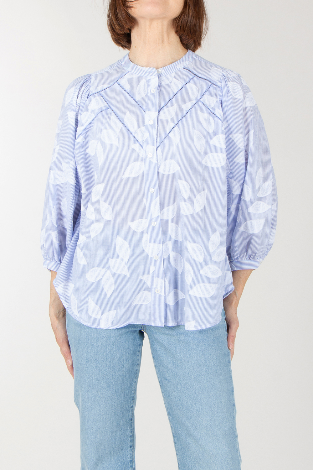 0039 ITALY Loose Fit Cotton Fil Coupé Blouse Faviola Fancy