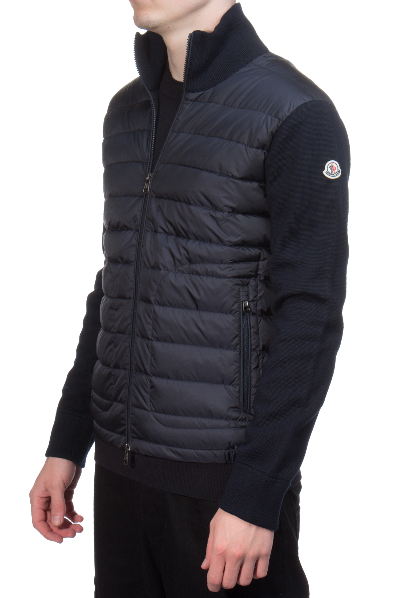 MONCLER Down Padded Virgin Wool Blend Cardigan MONCLER Down Padded Virgin Wool Blend Cardigan