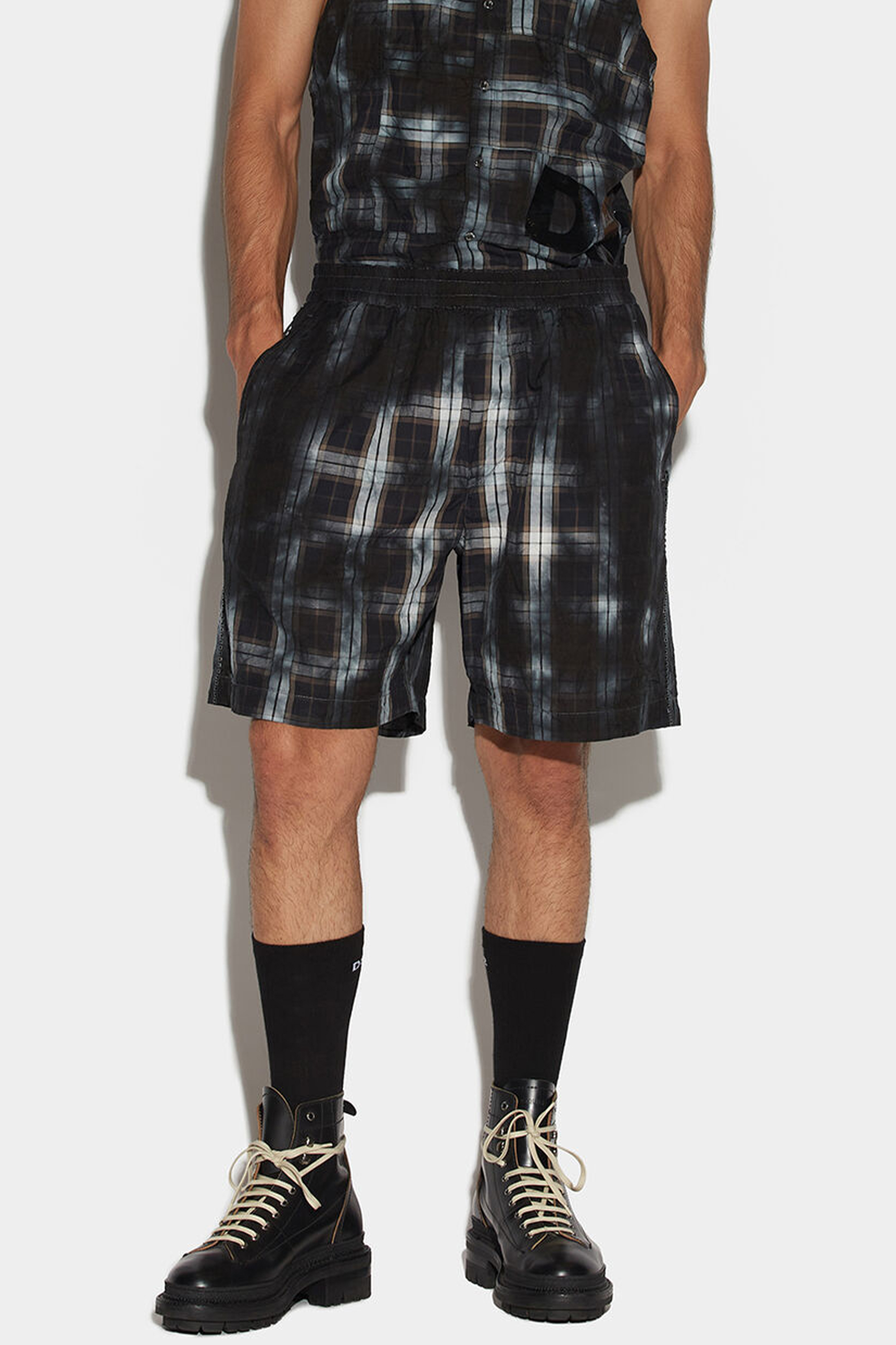 DSQUARED2 Checked Cotton-Linen Blend Boxer Shorts