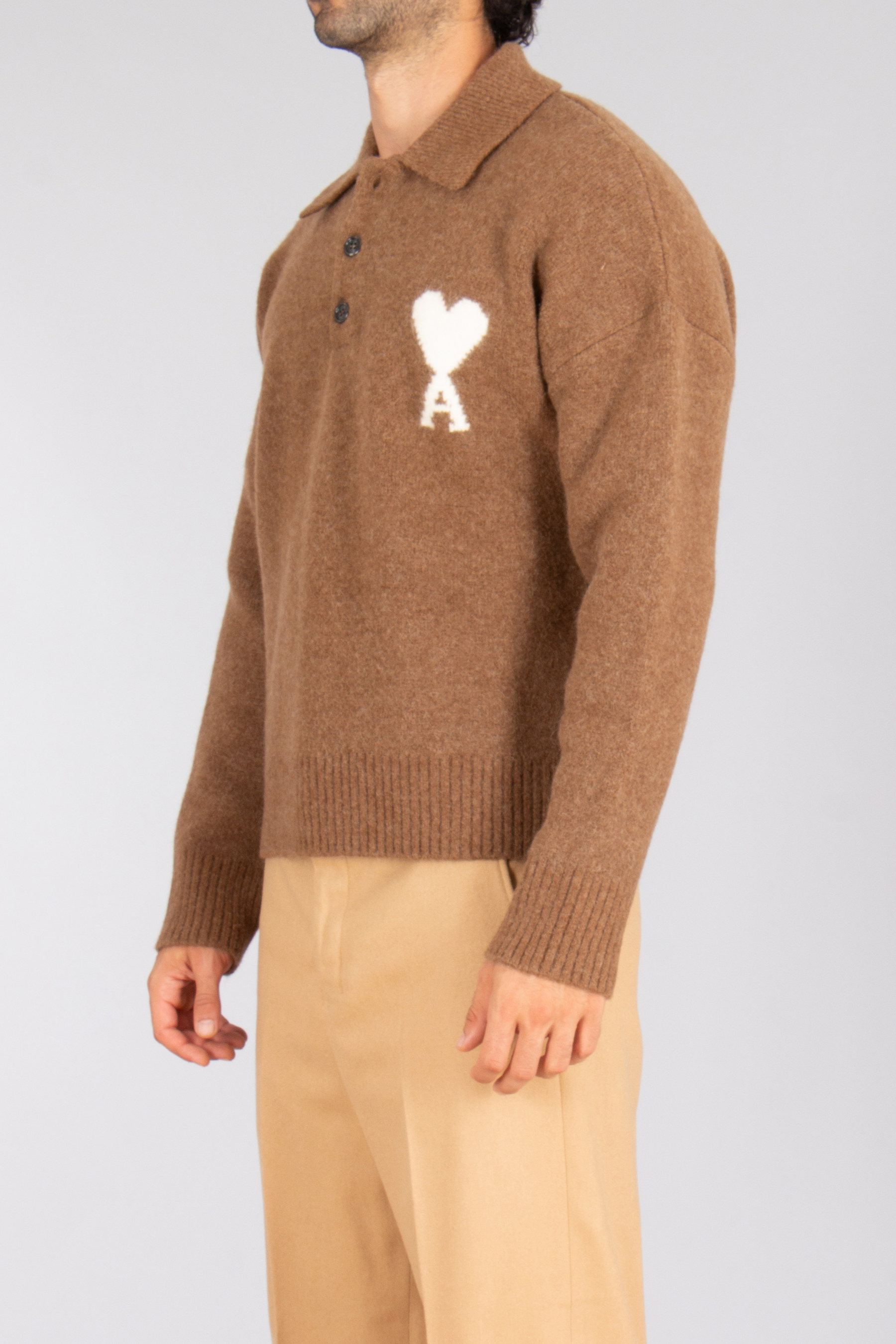 AMI PARIS Relaxed Fit Alpaca Blend Knit Polo Bekleidung, Strickwaren, Pullover