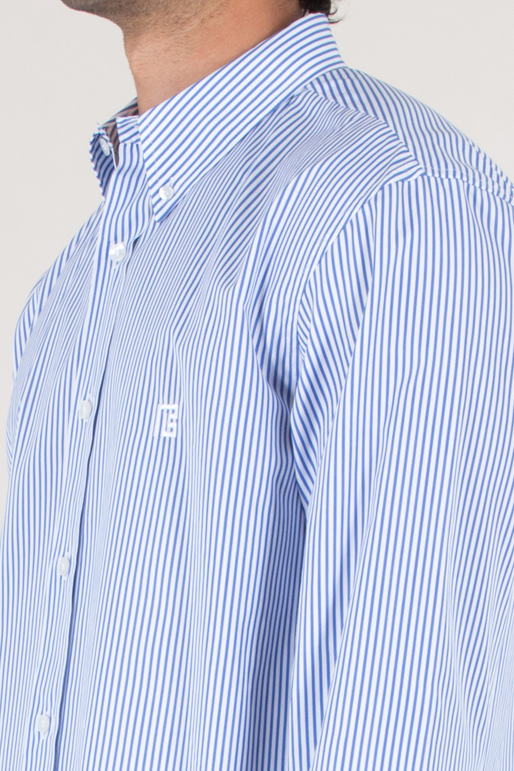 BALMAIN Relaxed Fit Striped Cotton Monogram Shirt