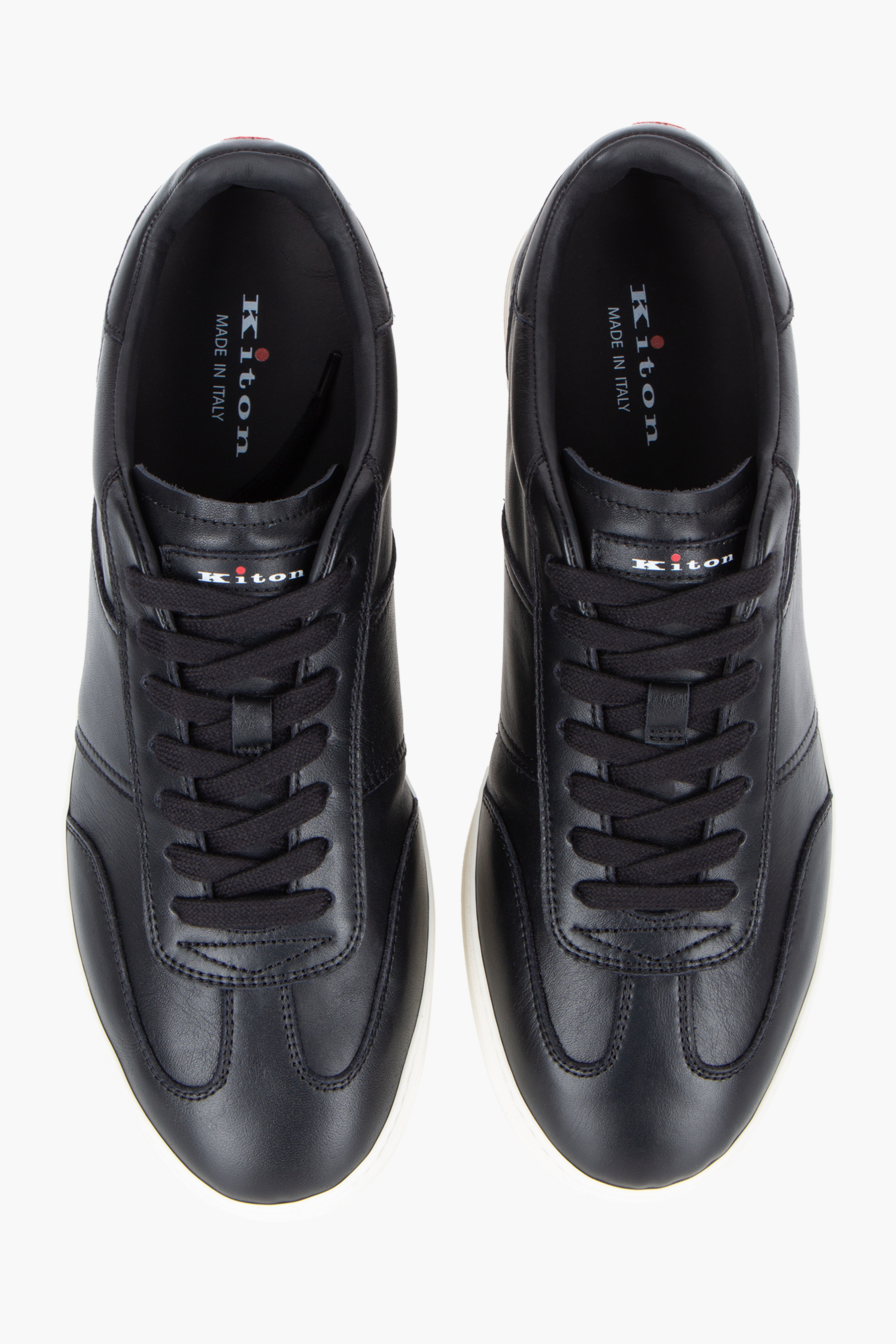 KITON Calf Leather Paneled Sneakers
