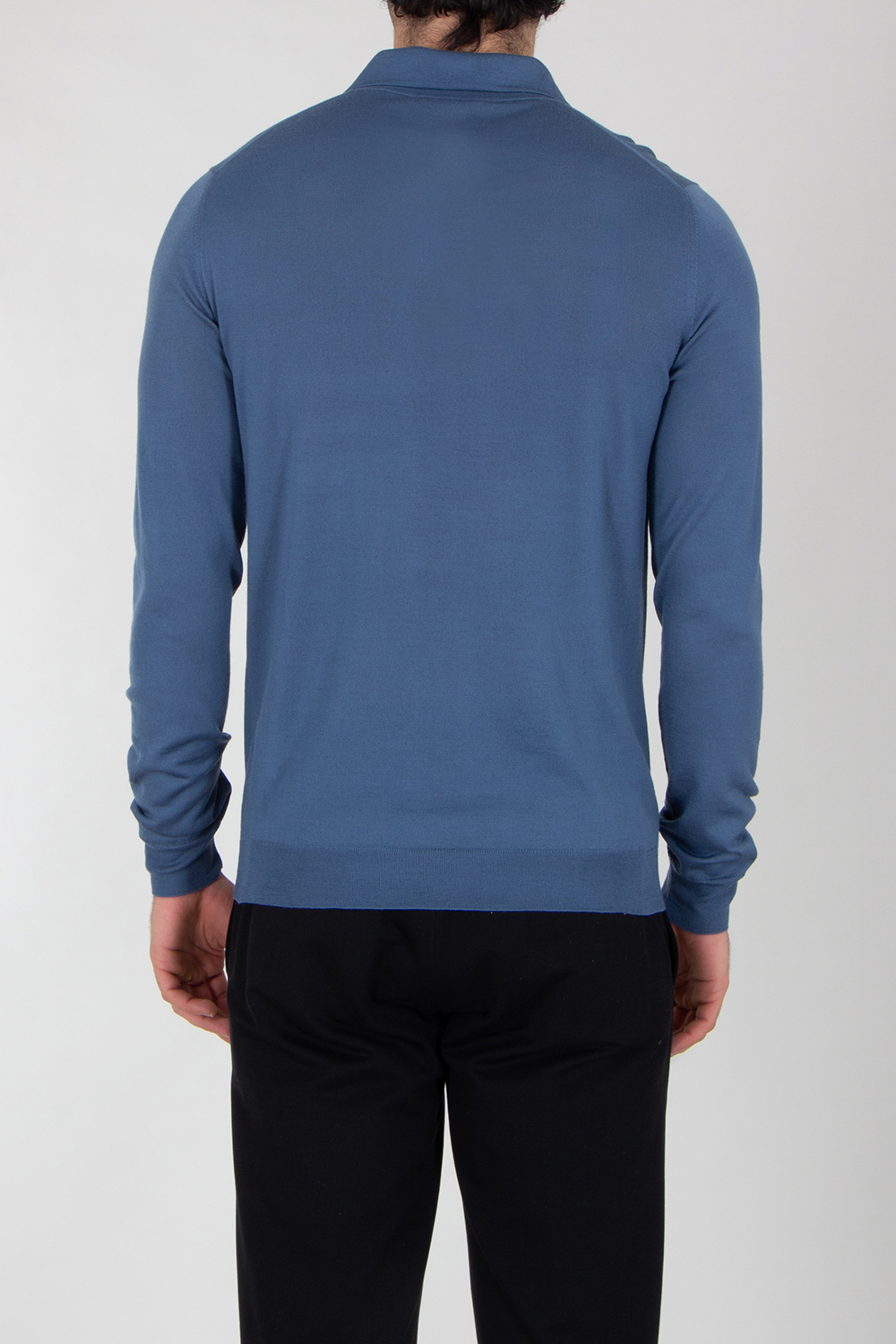 AIDA BARNI Regular Fit Wool Long Sleeve Polo Shirt