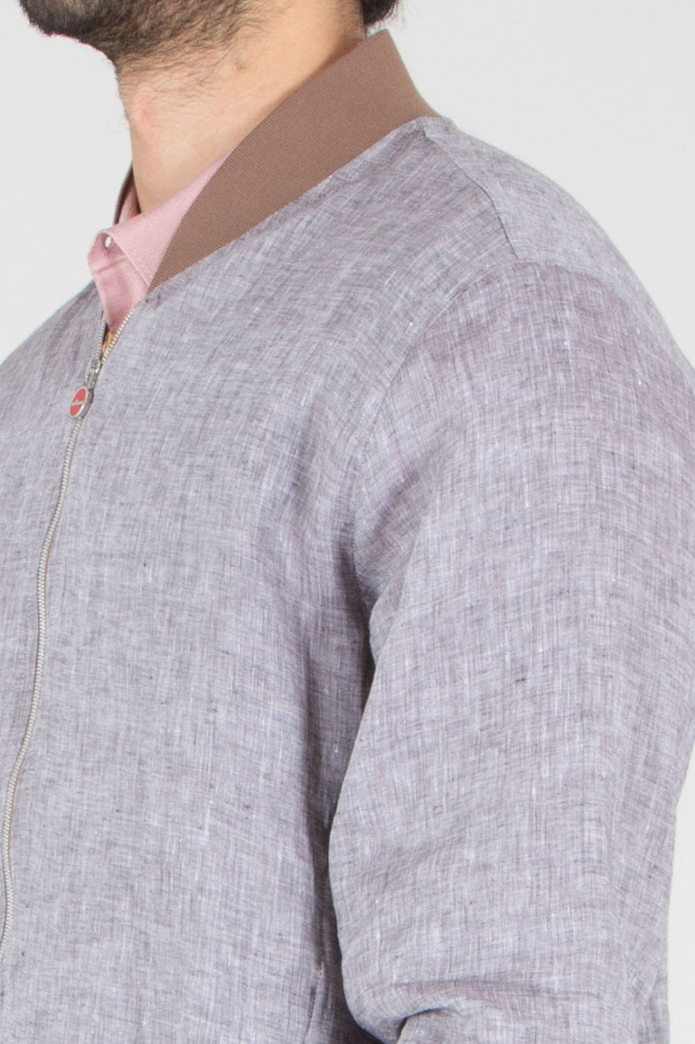 KITON Regular Fit Linen Bomber Jacket