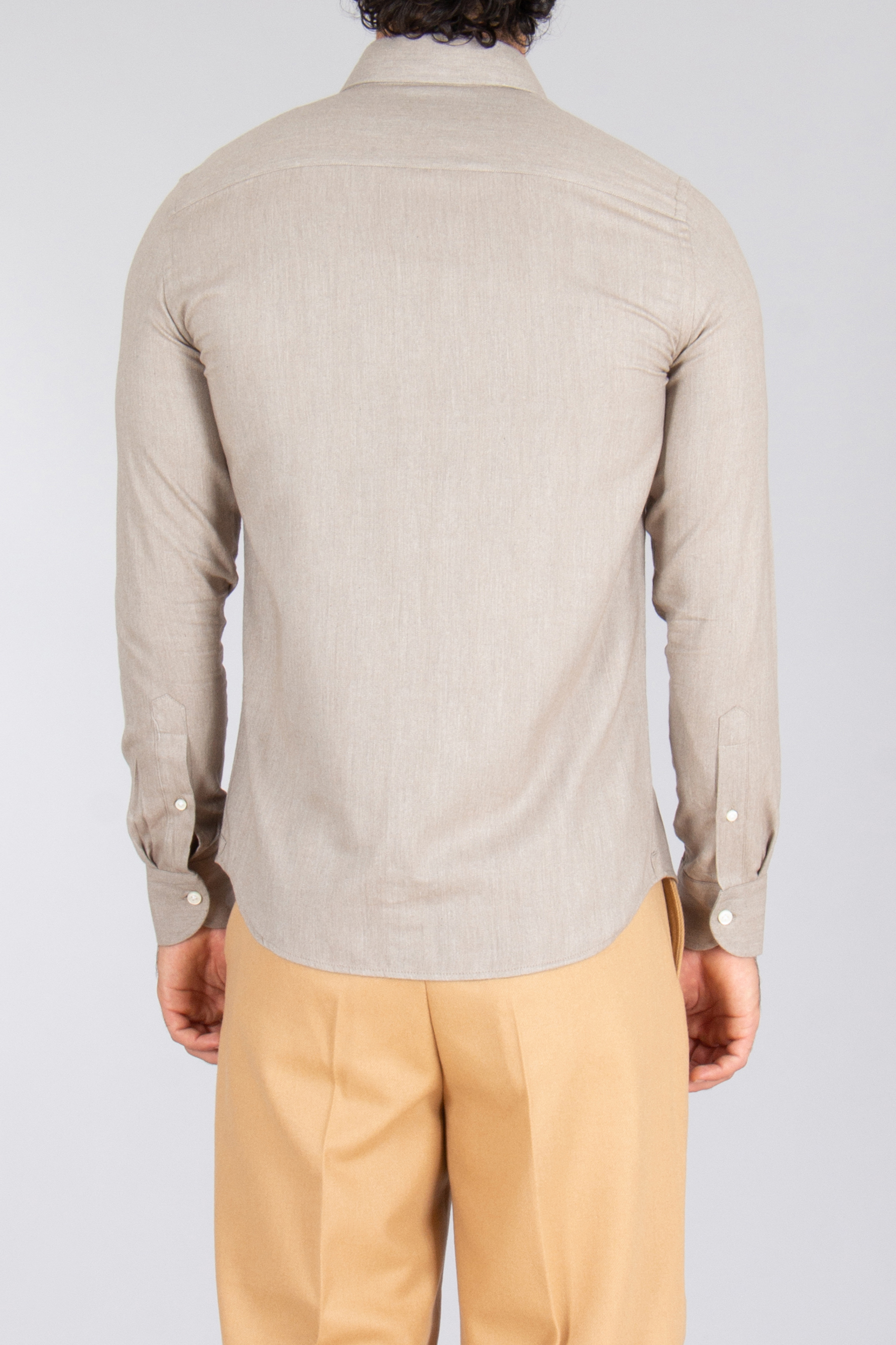 SONRISA Regular Fit Herringbone Pattern Cotton-Lyocell Flannel Shirt Langarm, Ärmel, Inneneinrichtung, Leinen, Hemd