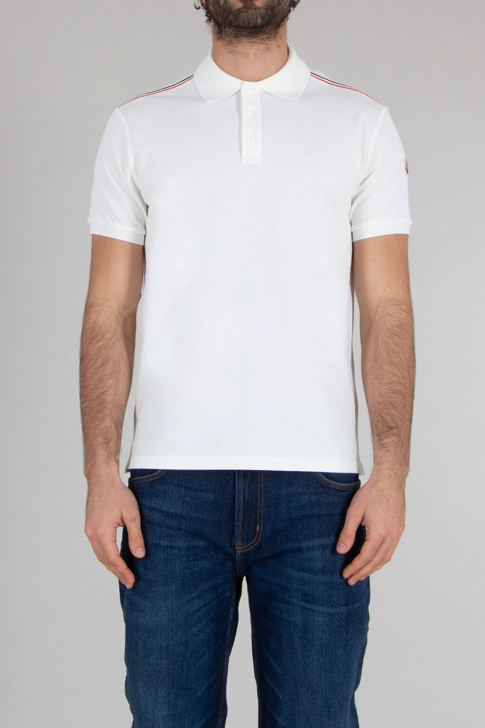 MONCLER Regular Fit Silicone Trim Cotton Piqué Polo Shirt