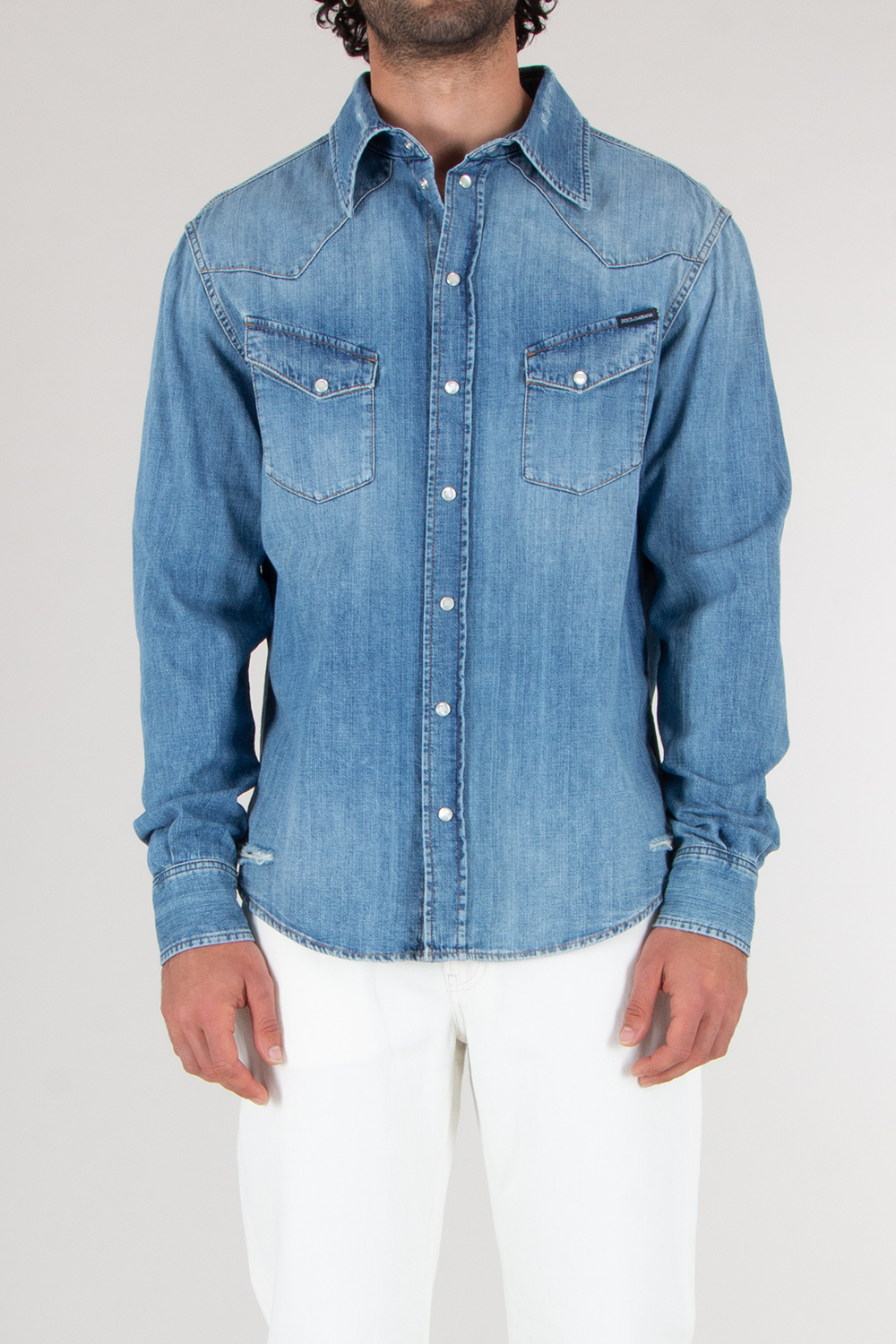 DOLCE & GABBANA Distressed Cotton Denim Shirt