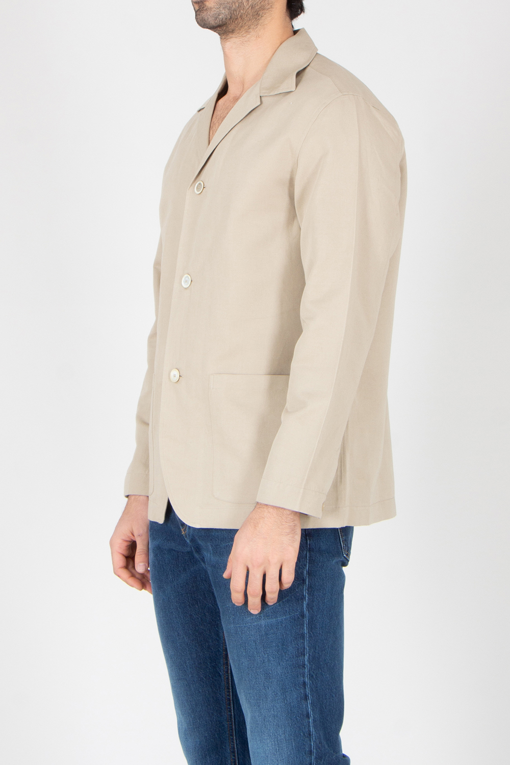 BRIONI Regular Fit Linen-Cotton Blend Blazer Shirt