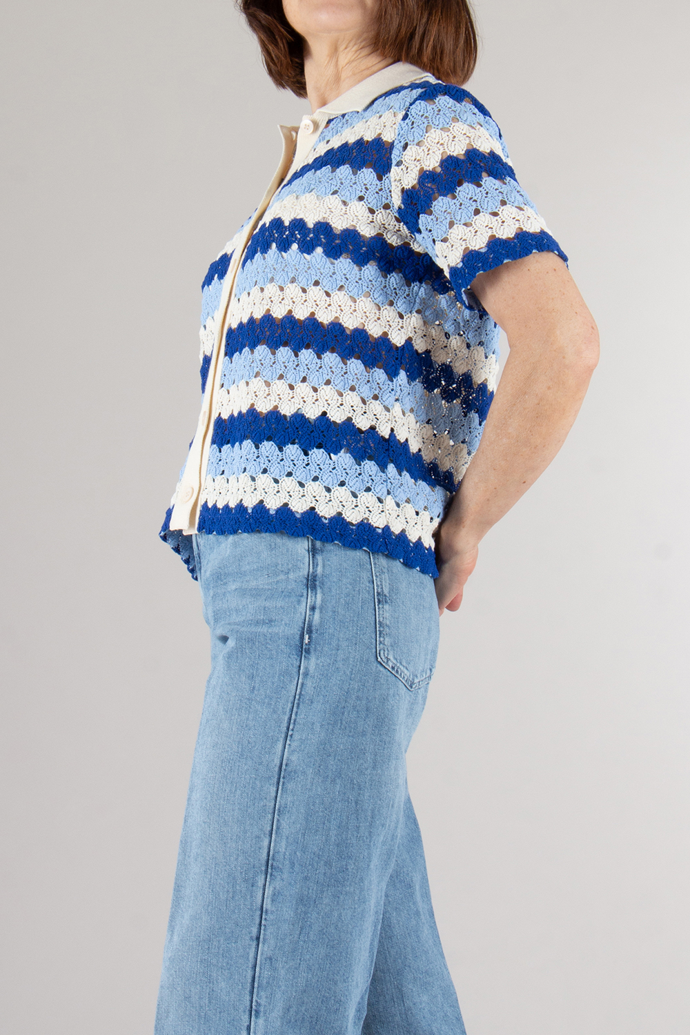 MC2 SAINT BARTH Striped Crochet Polo Monet