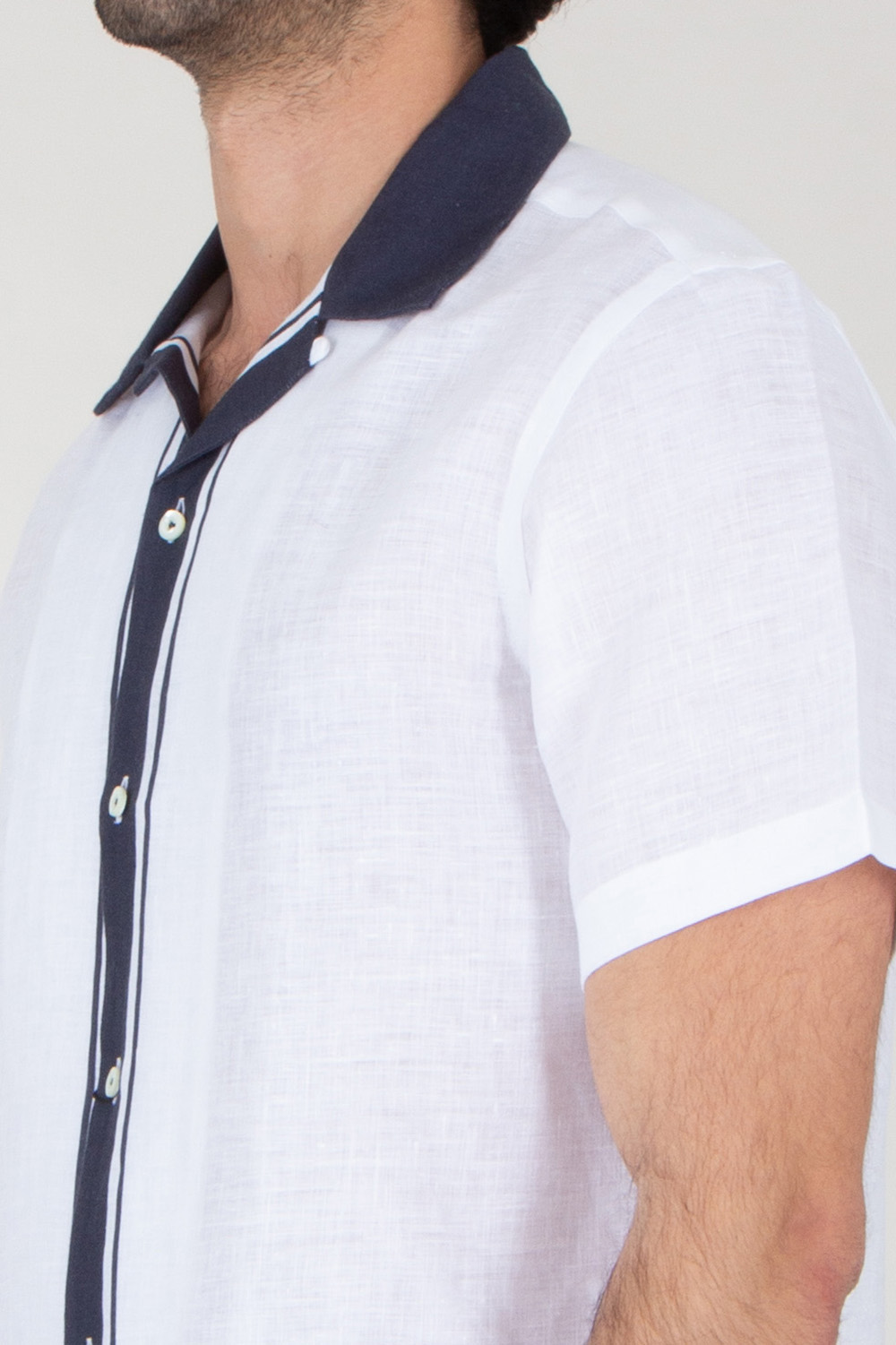 VAN LAAK Linen Short Sleeve Bowling Shirt 