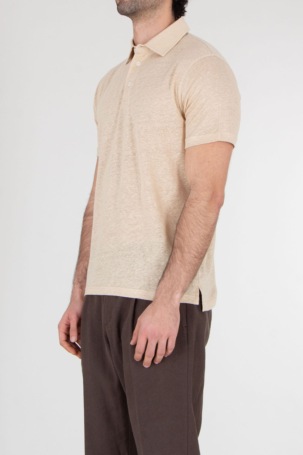 AURÉLIEN Slim Fit Linen Polo Shirt