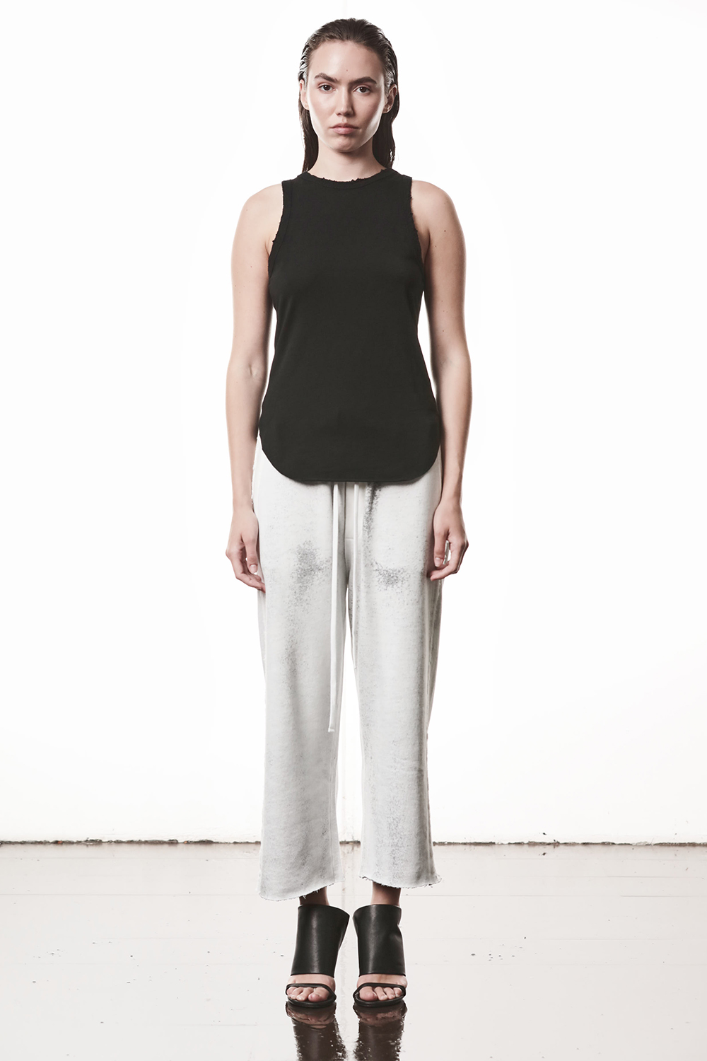 Leinen, Hosen, Bluse, Sandale, Schuh