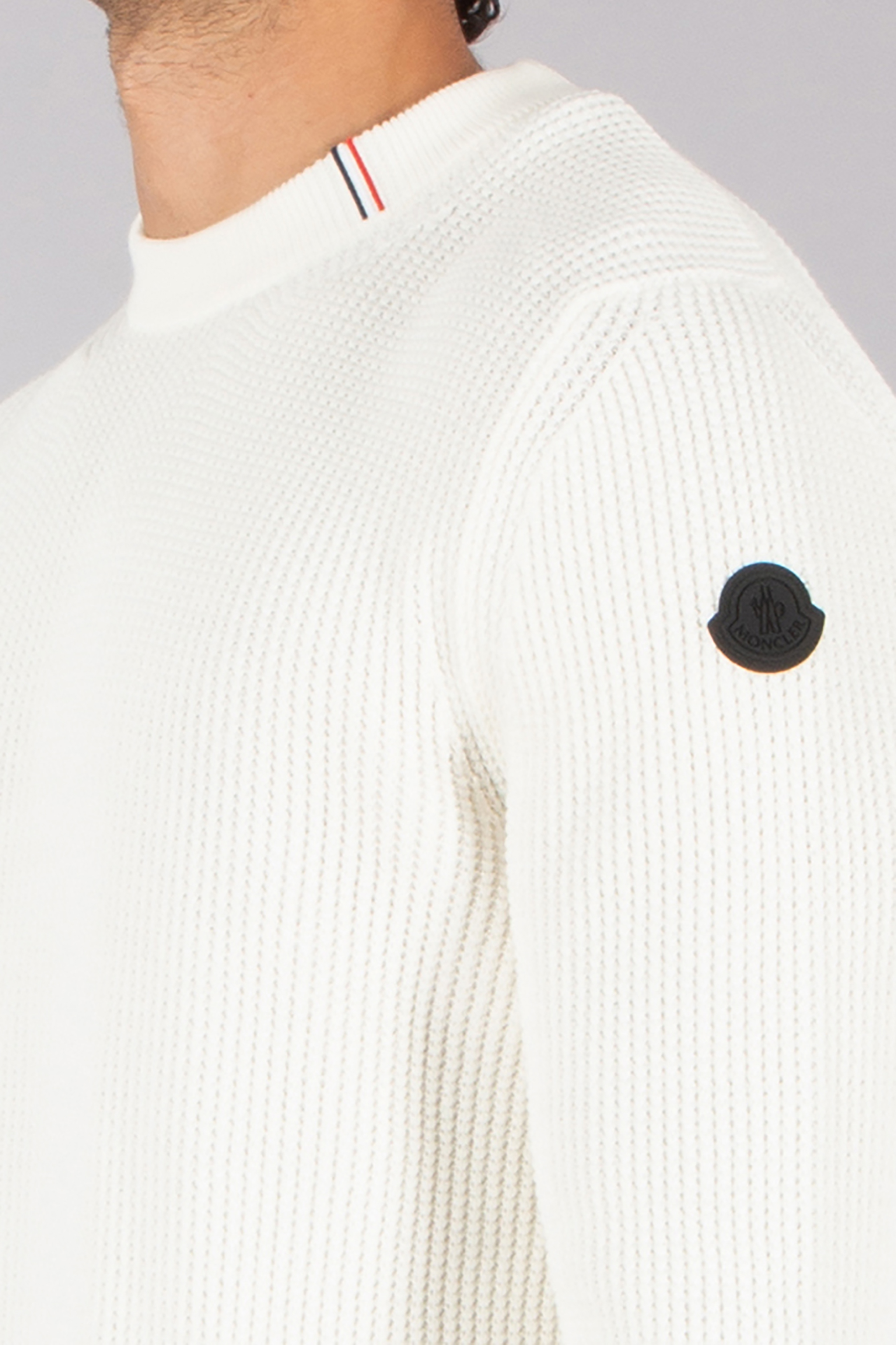 MONCLER Regular Fit Waffle Stitch Organic Cotton Sweater Pulli, Langarm, Mantel, Hemd, Person