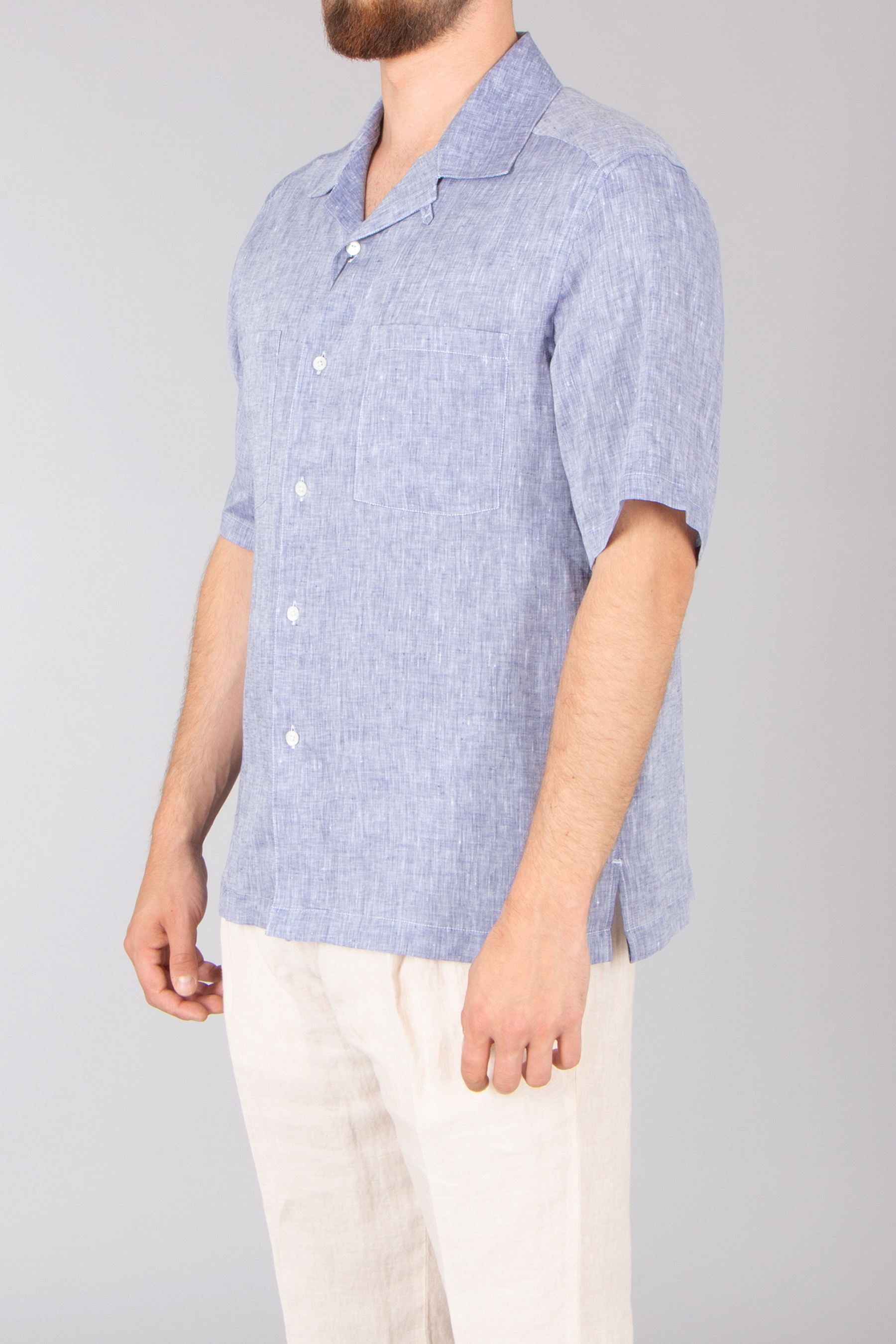 HERNO Boxy Fit Summer Linen Short-Sleeve Shirt Hemd, Dekoration für Zuhause, Leinen, Bluse, Ärmel