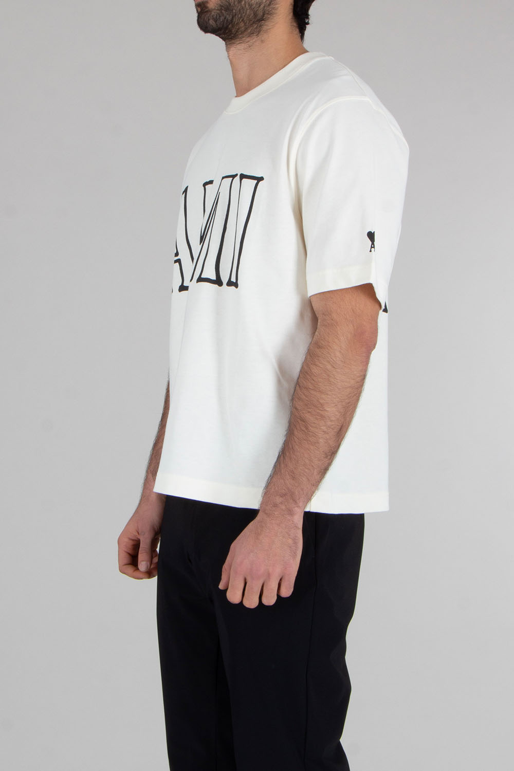 AMI PARIS Boxy Fit Logo Print Cotton Jersey T-Shirt