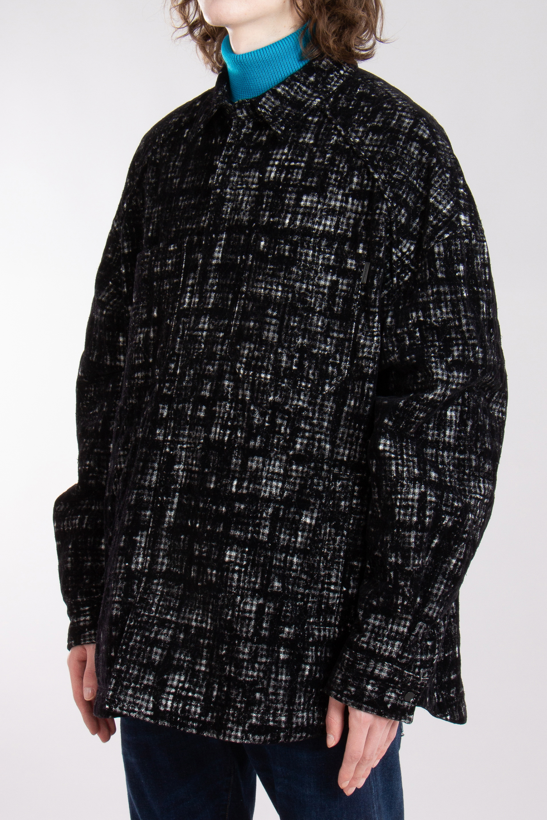 JUUN.J Padded Flocked Cotton-Wool Blend Overshirt JUUN.J Padded Flocked Cotton-Wool Blend Overshirt