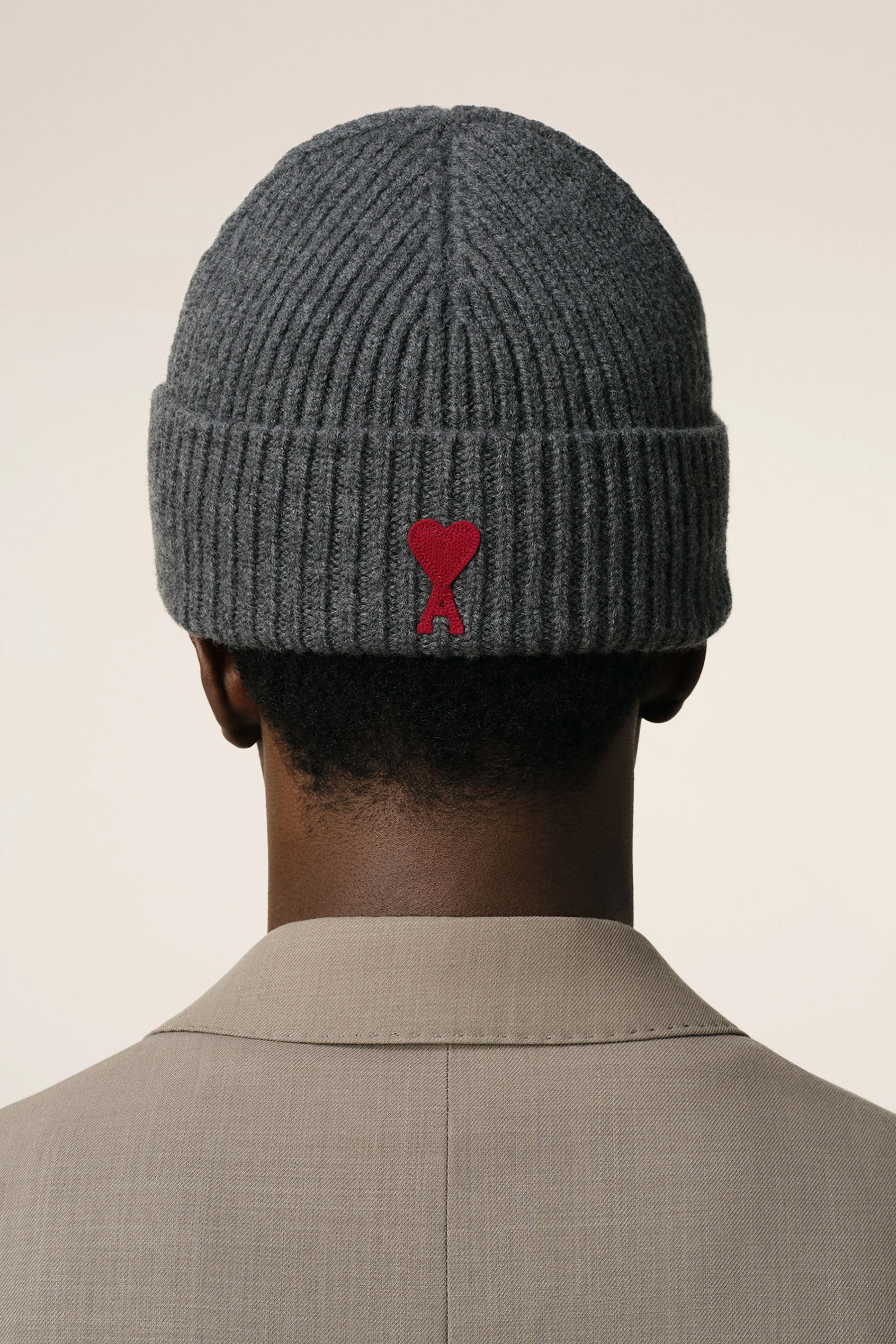 AMI PARIS Ami De Coeur Ribbed Wool Beanie Hut, Mütze, Mann, Person
