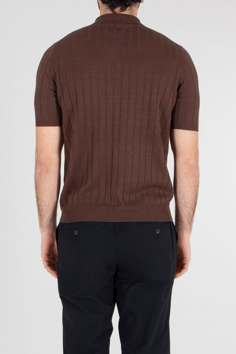 BOGLIOLI Regular Fit Stripe Structure Linen-Cotton Blend Knit Polo