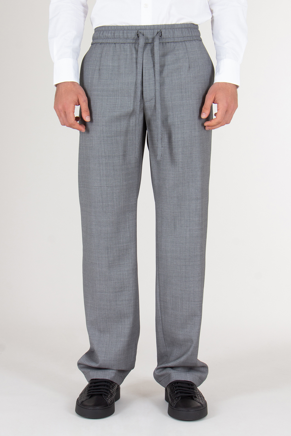 DOLCE & GABBANA Regular Fit Tailored Virgin wool Drawcord Trousers