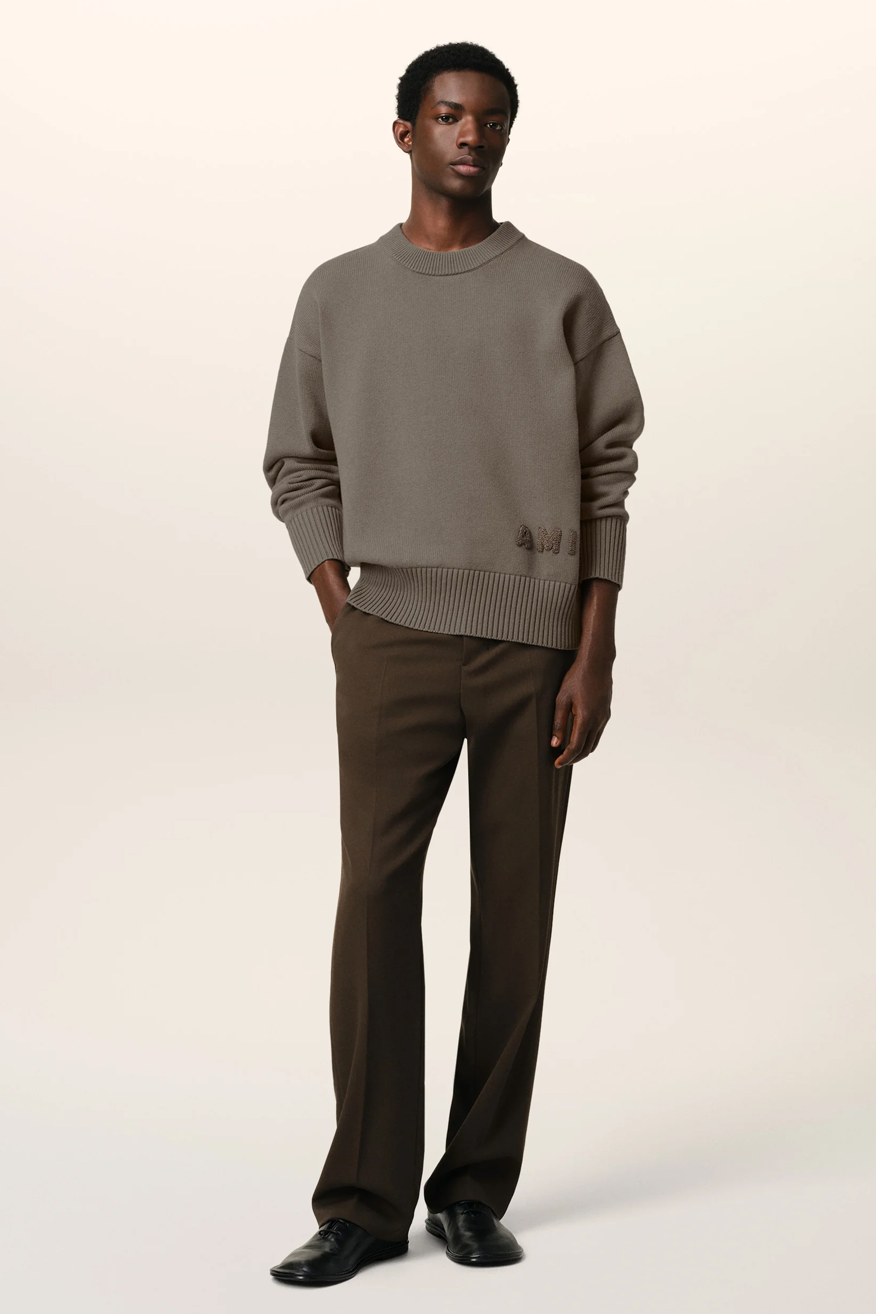 AMI PARIS Relaxed Fit Organic Cotton-Wool Blend Sweater AMI PARIS Relaxed Fit Organic Cotton-Wool Blend Sweater