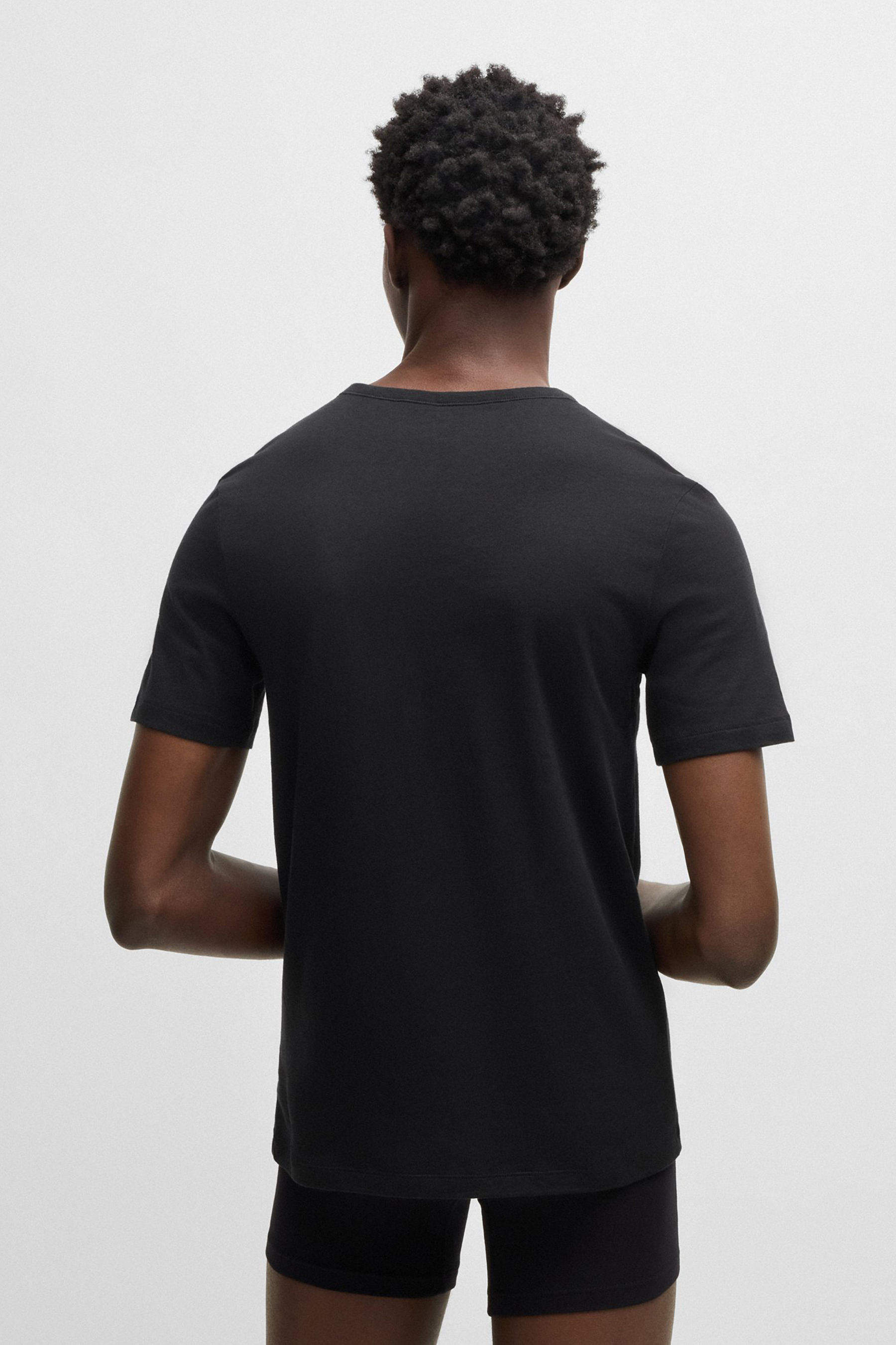 HUGO 3-Pack Regular Fit Cotton Jersey Crew-Neck T-Shirts Triplet T-shirt, Zurück, Person, Erwachsener, Mann