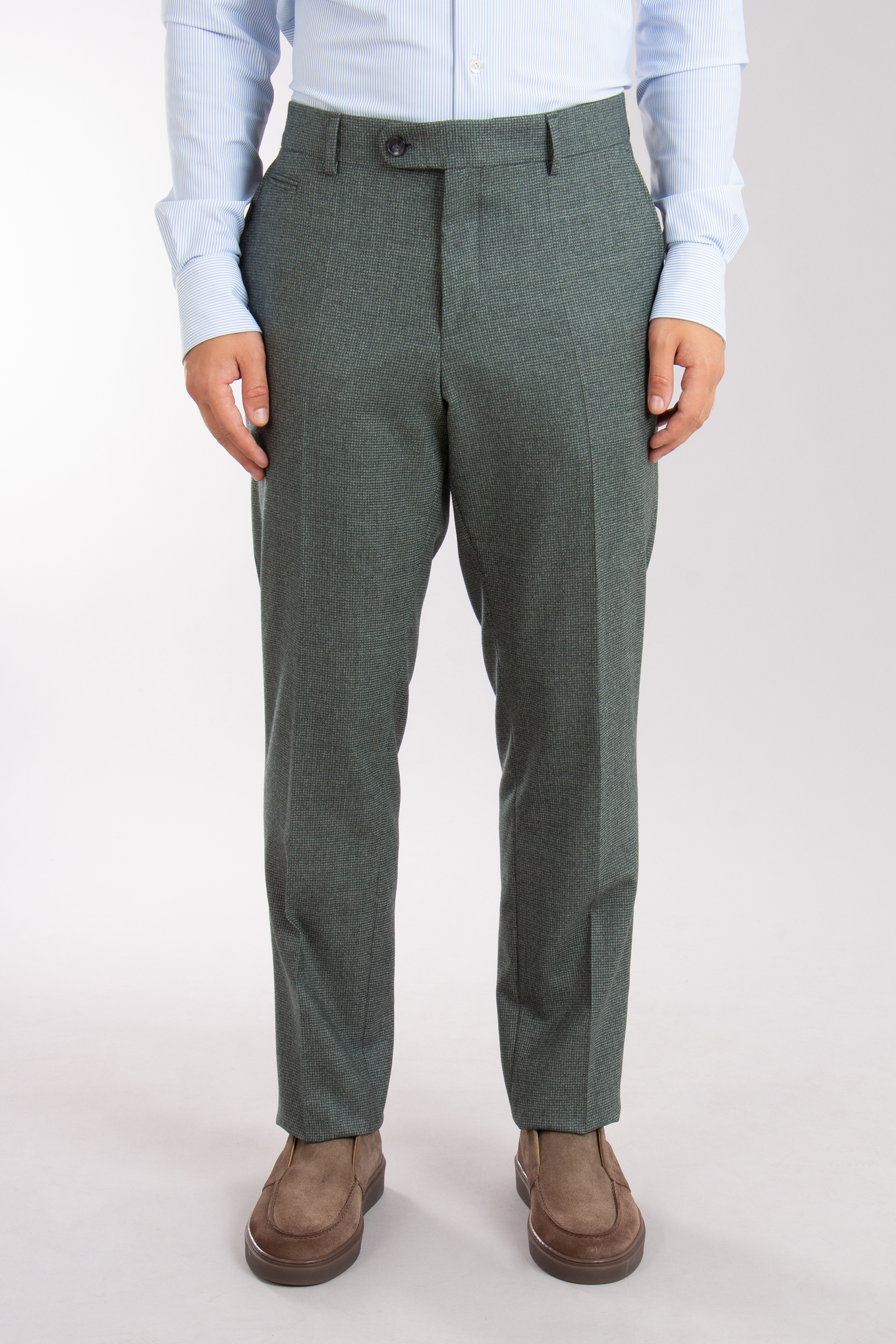 BOSS Slim Fit Patterned Virgin Wool Stretch Pants H-Genius