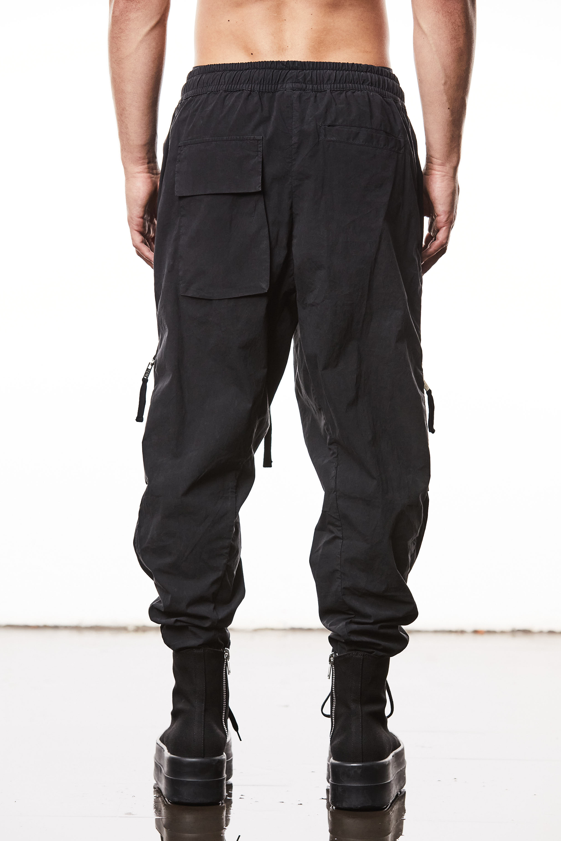 THOM KROM Dropped Crotch Washed Crashed Cotton Stretch Cargo Pants THOM KROM Dropped Crotch Washed Crashed Cotton Stretch Cargo Pants