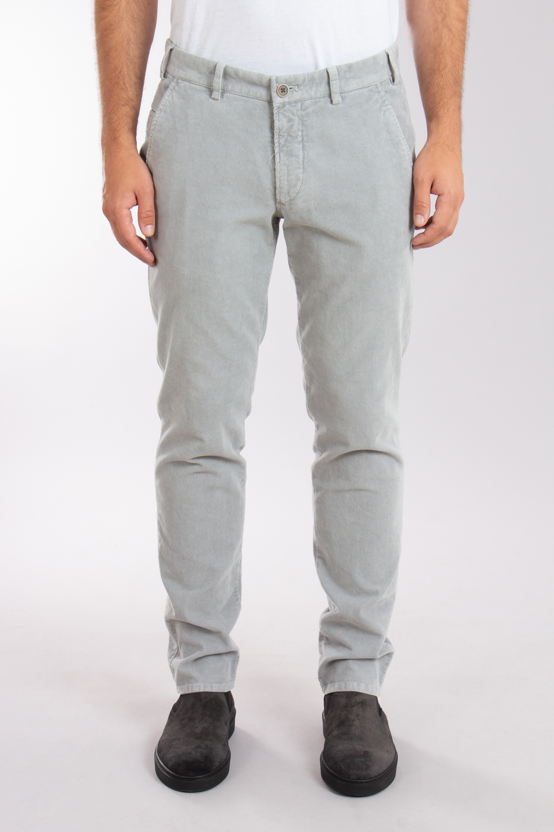 HILTL Slim Straight Cotton Stretch Corduroy Pants Teaker C