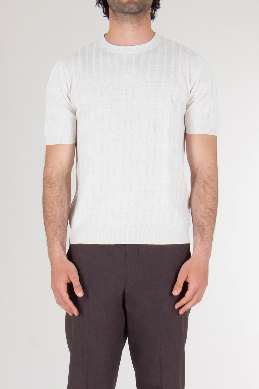 BOGLIOLI Regular Fit Knitted Cotton Linen T-Shirt