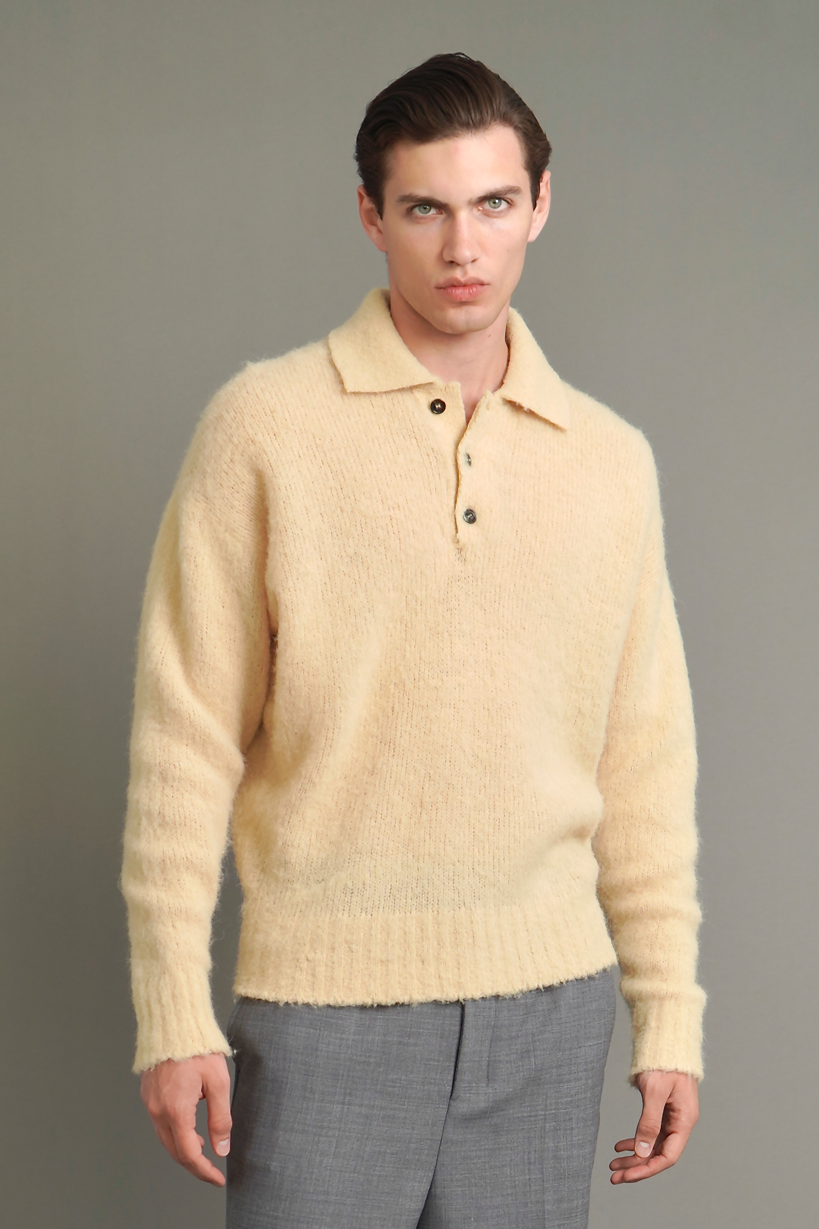 AMI PARIS Baby Alpaca Blend Knit Polo