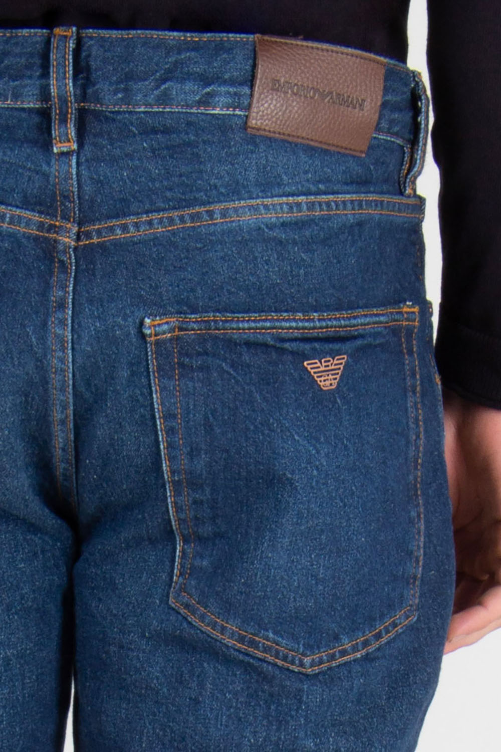 EMPORIO ARMANI Straight Fit Cotton Stretch Denim Jeans J76