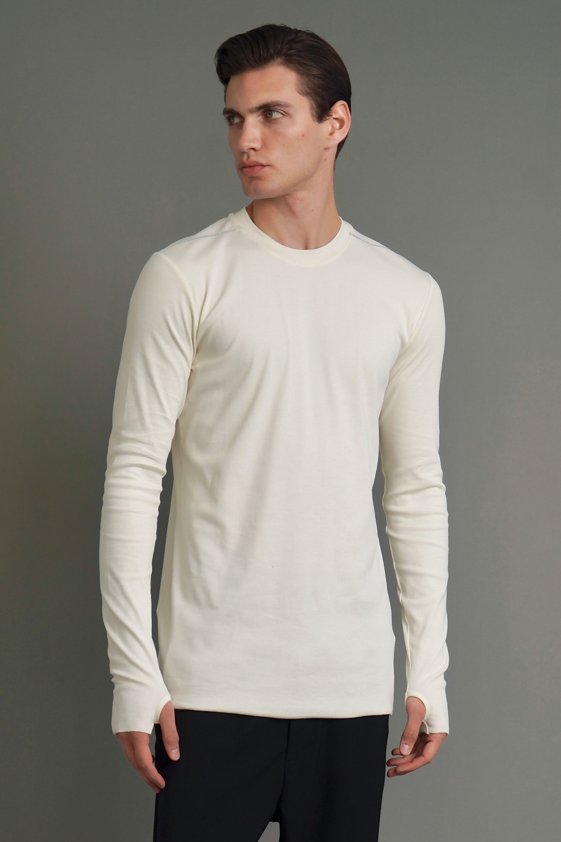 THOM KROM Ribbed Modal Stretch Long Sleeve T-Shirt THOM KROM Ribbed Modal Stretch Long Sleeve T-Shirt