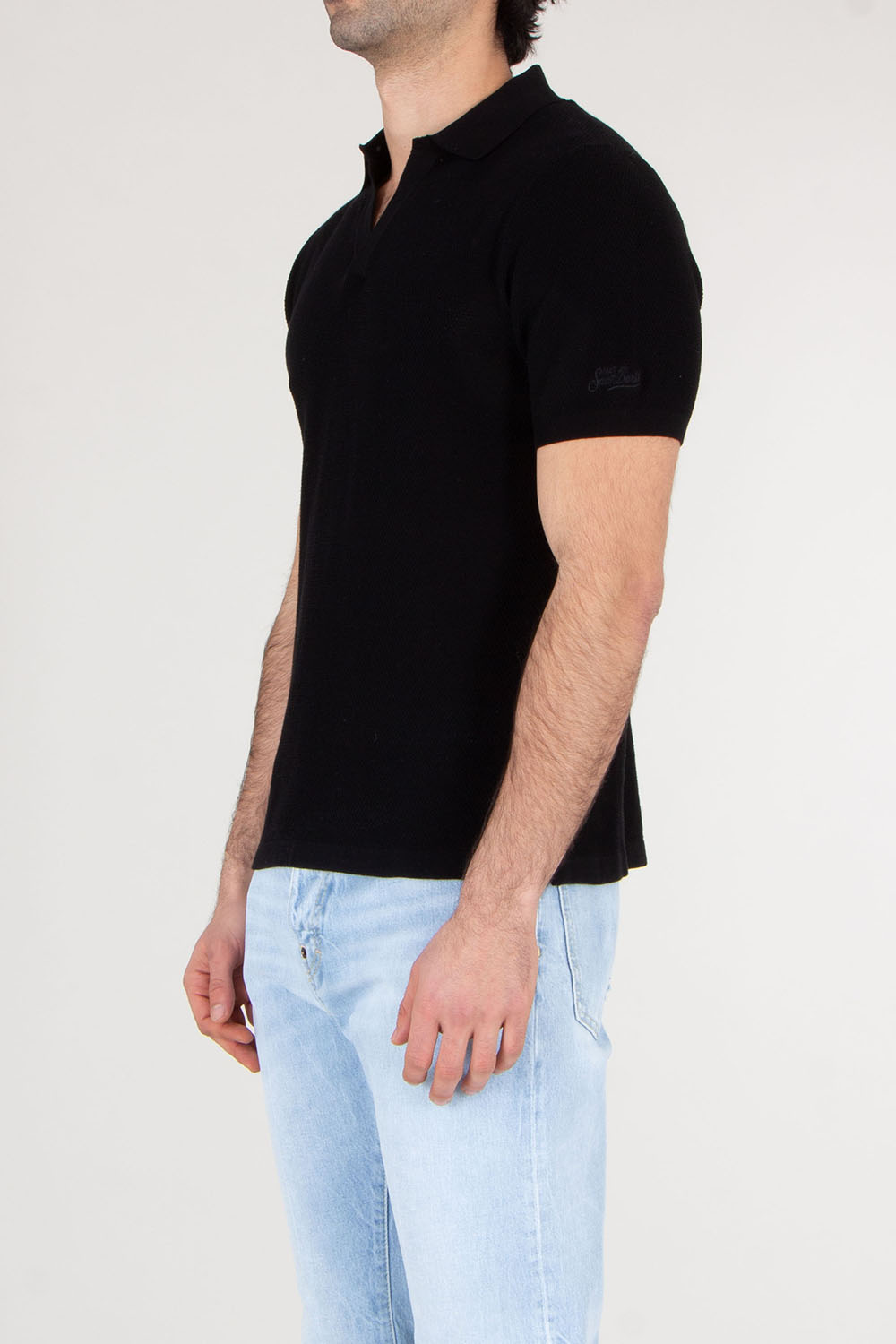 MC 2 SAINT BARTH Regular Fit Mesh Buttonless Knitted Polo Shirt Sloan 