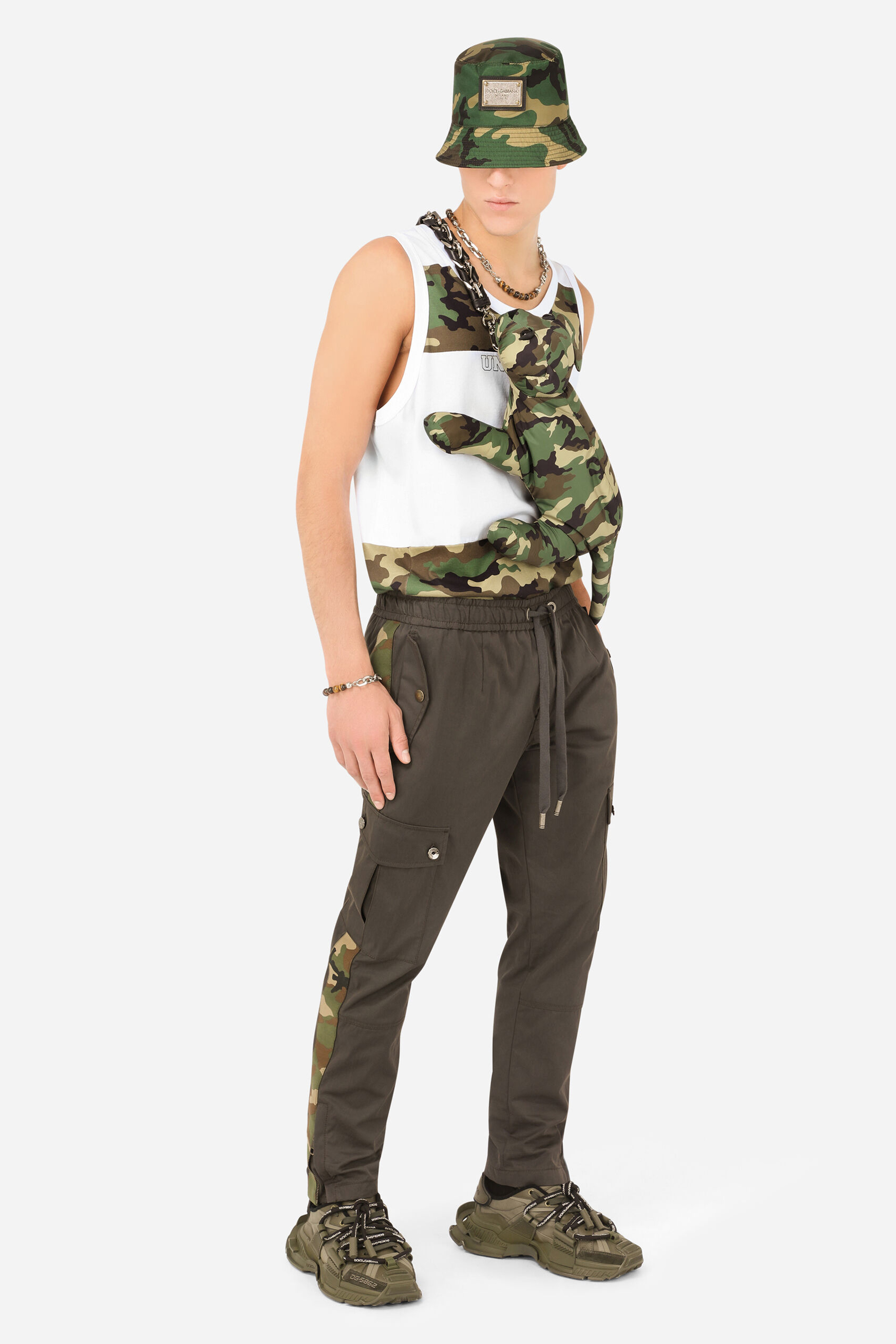 DOLCE & GABBANA Cotton Jogging Pants With Camouflage Bands