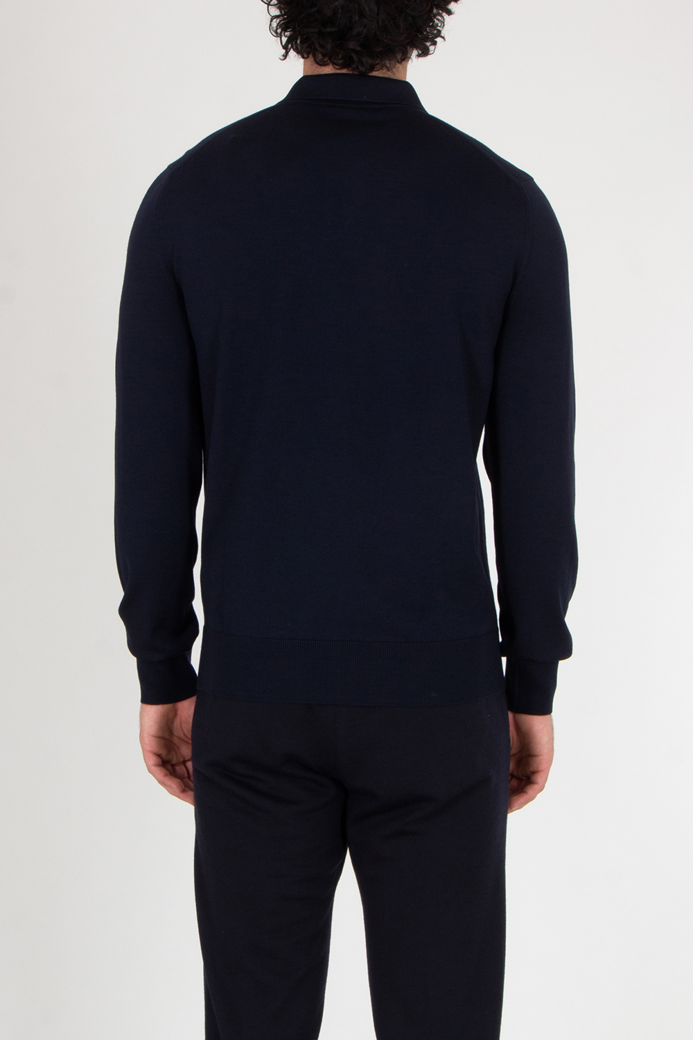 DOLCE & GABBANA Regular Fit Long Sleeve Embroidered Virgin Wool Polo Shirt