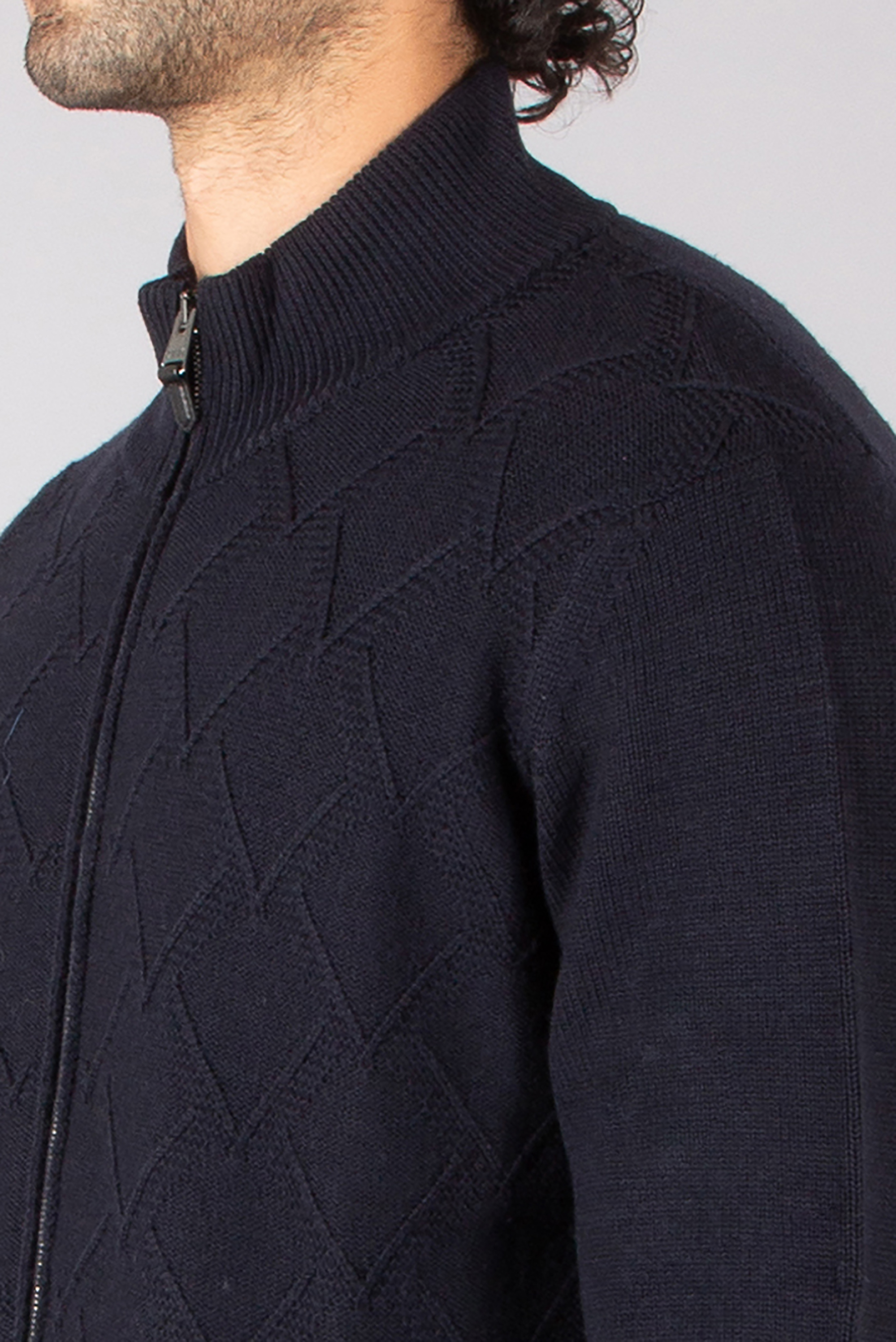 CANALI Regular Fit Structured Extrafine Wool Zip Cardigan Bekleidung, Strickwaren, Pullover, Mantel, Jacke