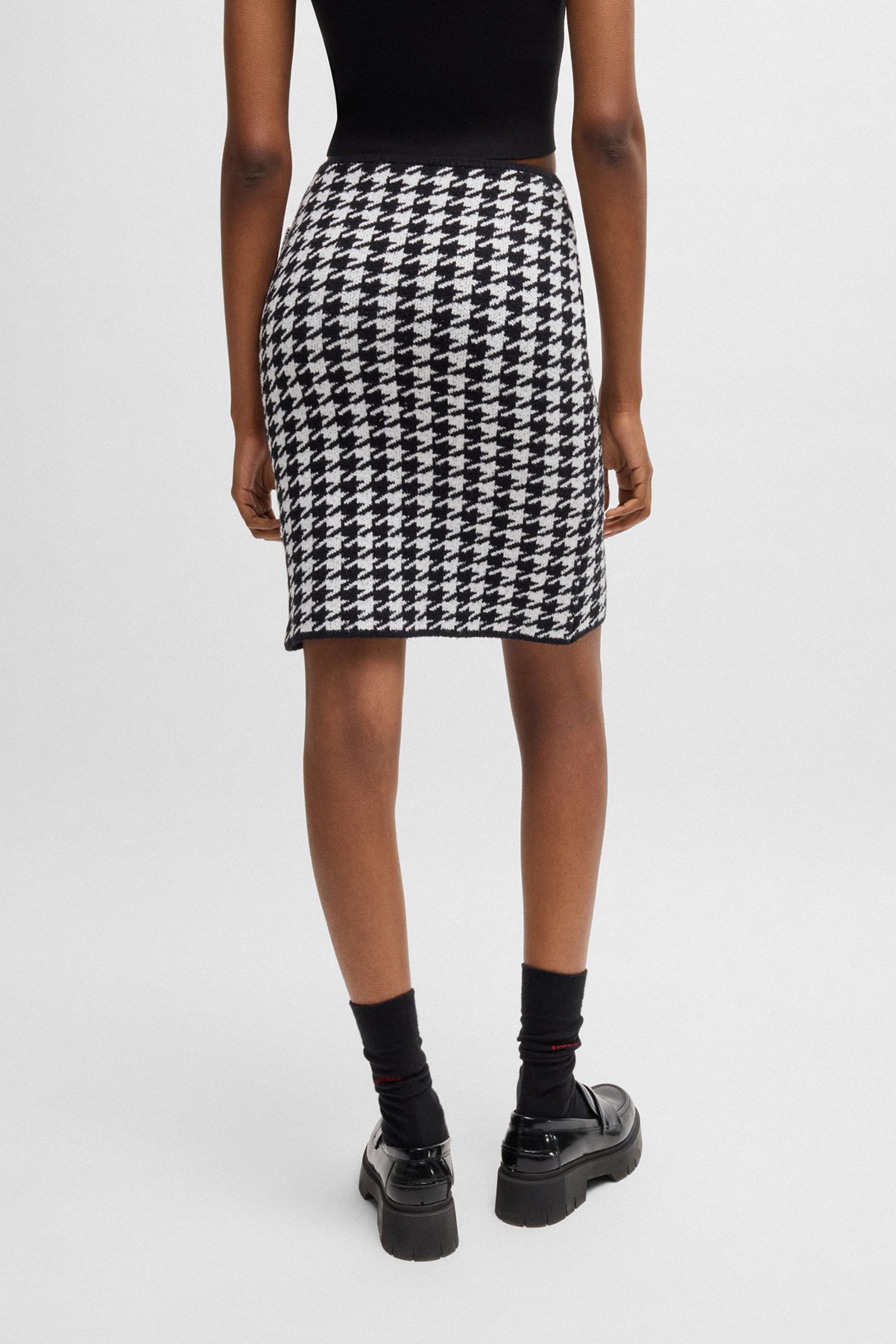 HUGO Houndstooth Organic Cotton Blend Mini Skirt Sorperia HUGO Houndstooth Organic Cotton Blend Mini Skirt Sorperia
