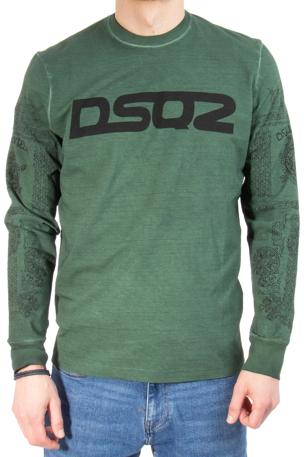 DSQUARED2 Printed Cotton Jersey Long Sleeve T-Shirt