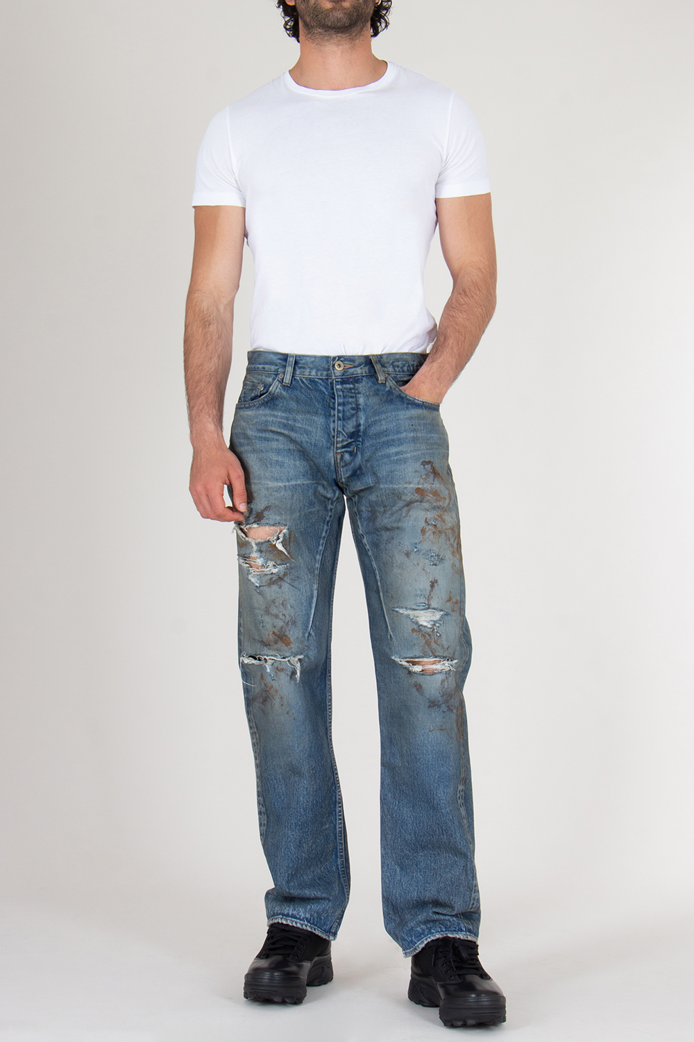 RICK OWENS DRKSHDW Regular Fit Distressed Denim Kurdt Jeans