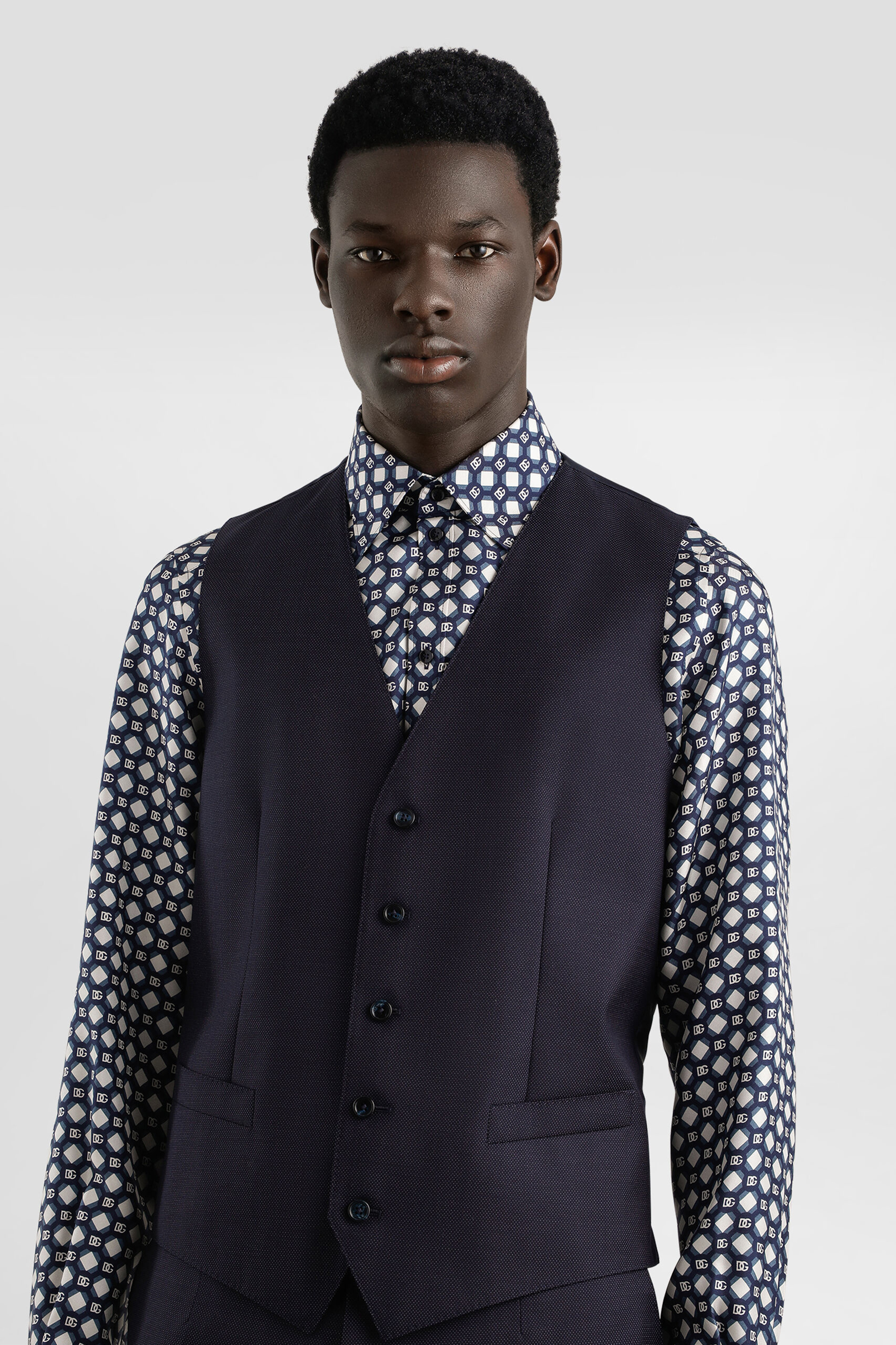 DOLCE & GABBANA Regular Fit Micro Patterned Virgin Wool Suit Sicilia Light Formelle Kleidung, Anzug, Weste, Hemd, Smoking