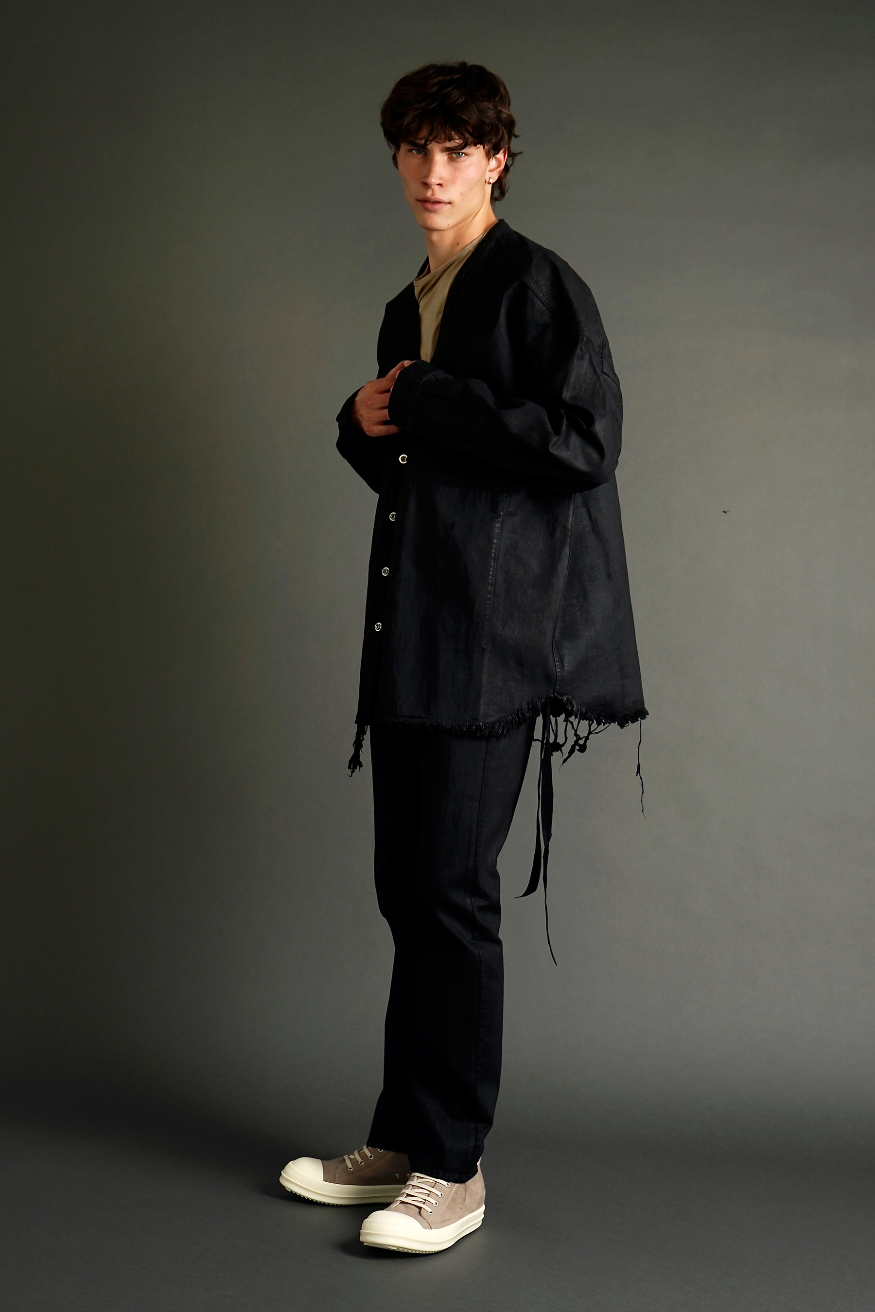 RICK OWENS DRKSHDW Oversized Wax Cotton Denim Lido Larry Shirt Mantel, Formelle Kleidung, Anzug, Modisch, Person