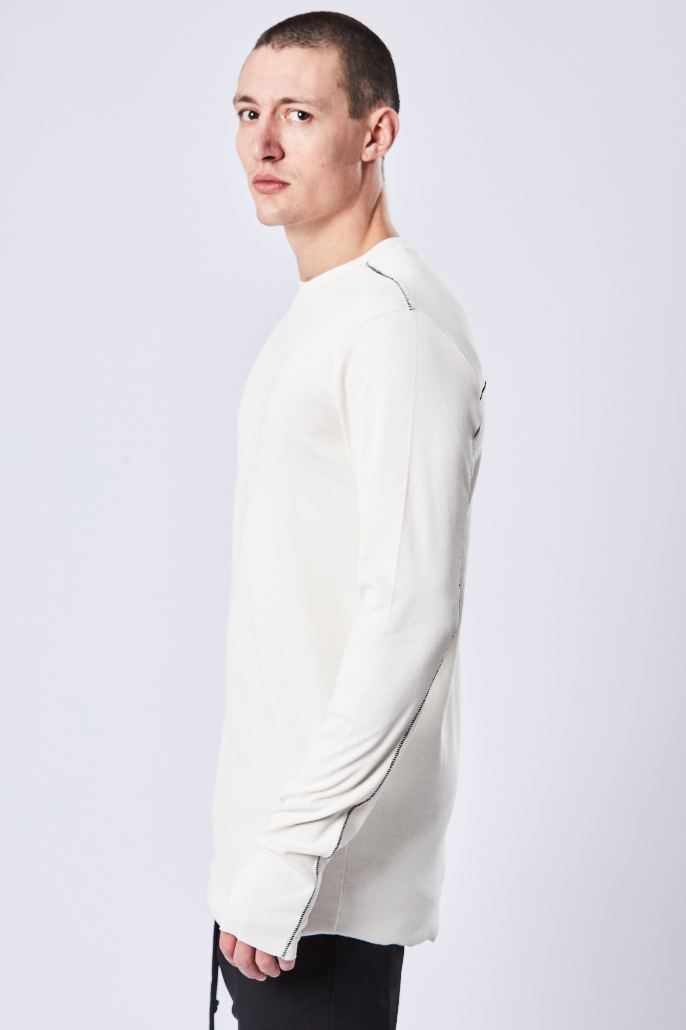 THOM KROM Ribbed Modal Stretch Long Sleeve T-Shirt THOM KROM Ribbed Modal Stretch Long Sleeve T-Shirt