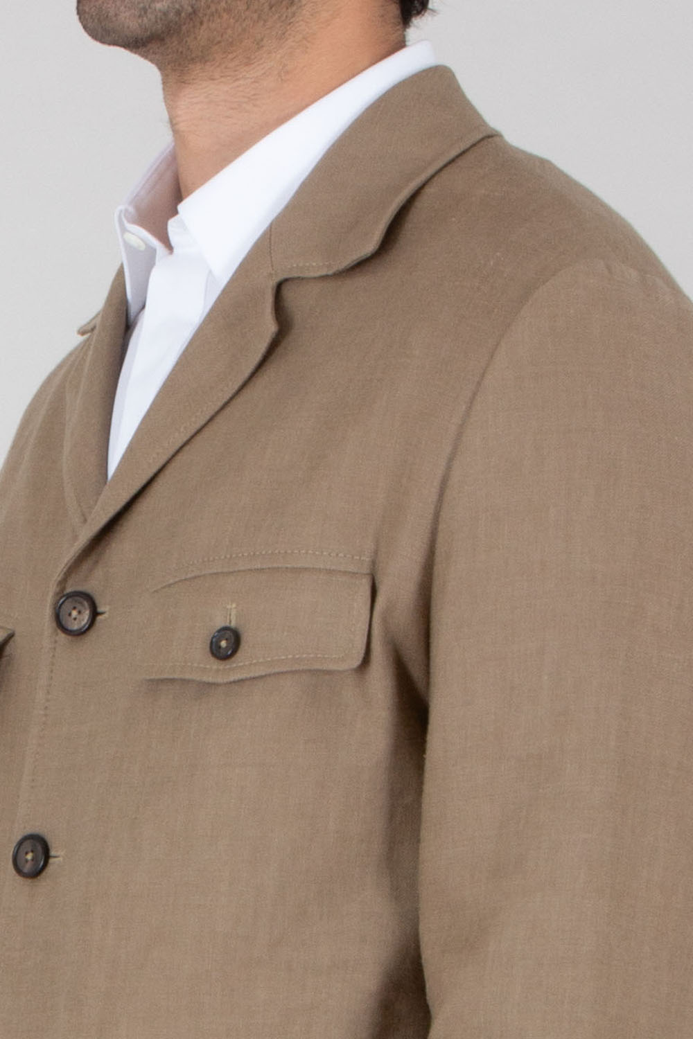 DRESSLER Regular Fit Linen-Lyocell Stretch Blend Overshirt Sedico