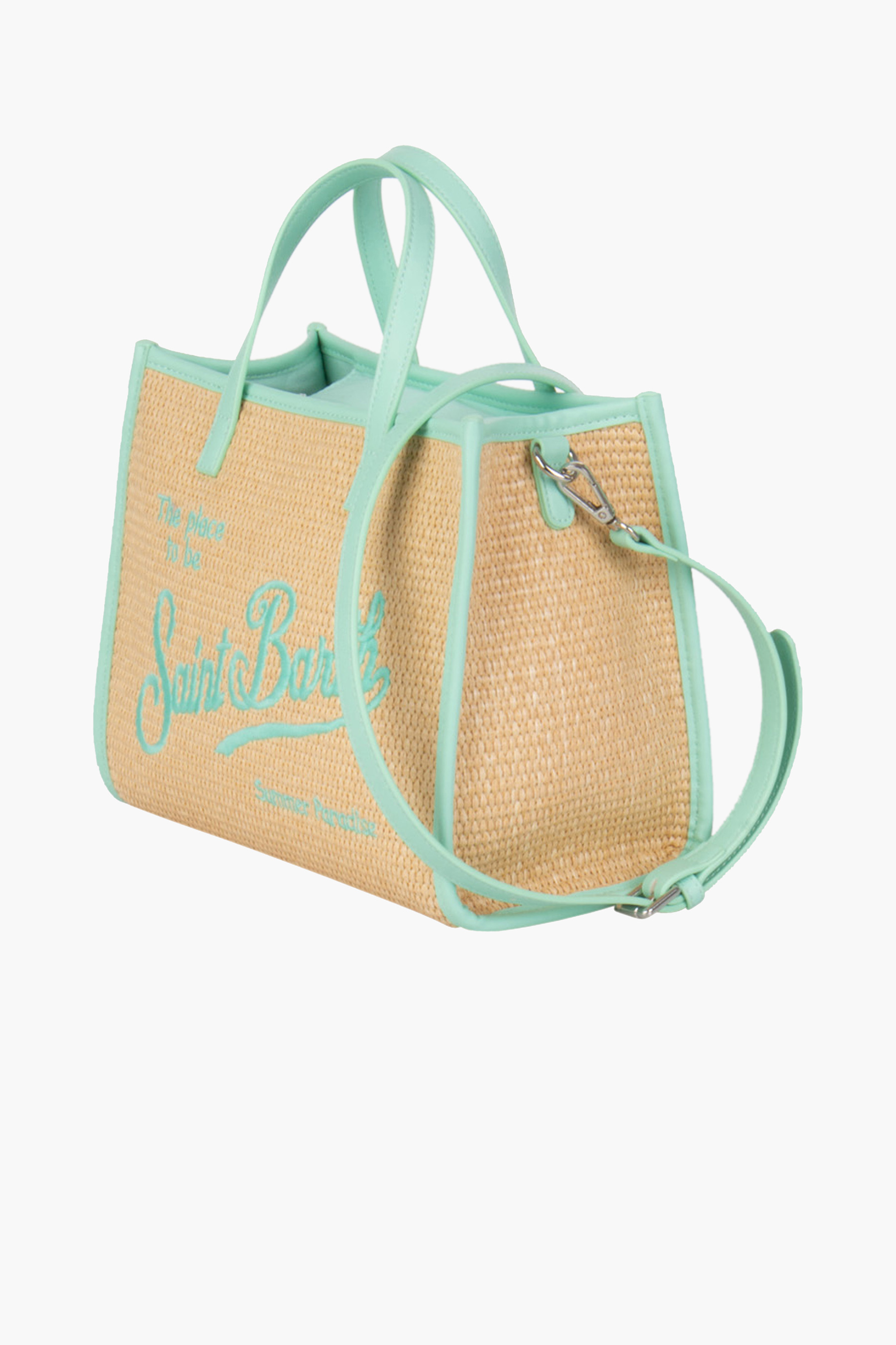 MC 2 SAINT BARTH Embroidered Vivian Mid Straw Bag MC 2 SAINT BARTH Embroidered Vivian Mid Straw Bag