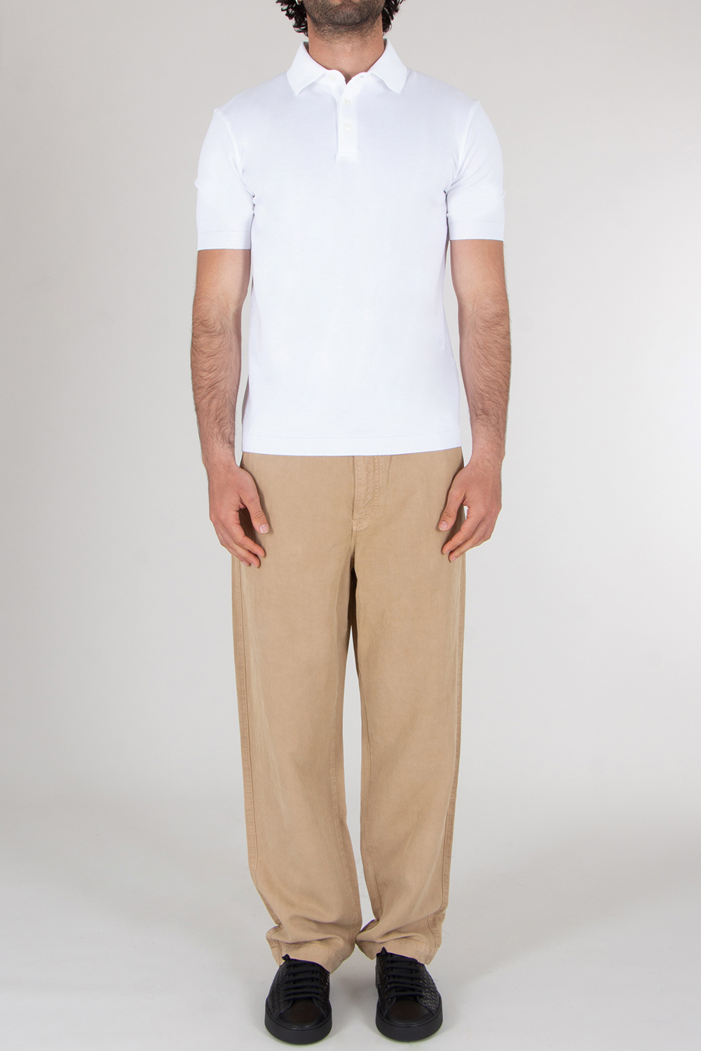 HERNO Regular Fit Cotton Jersey Knit Effect Polo Shirt